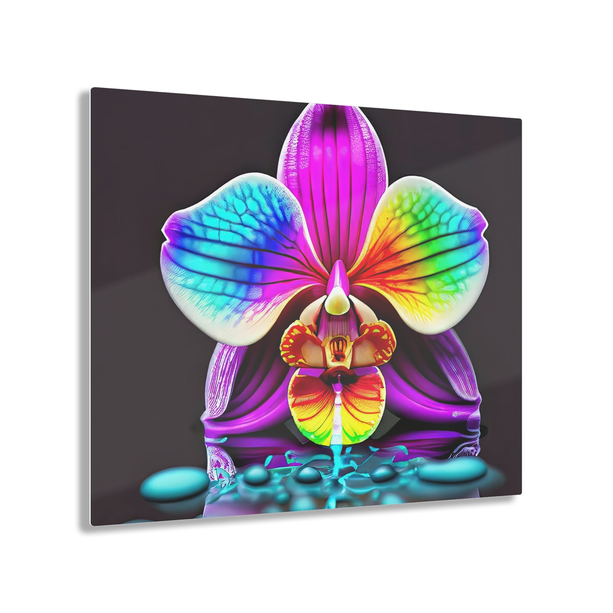 Rainbow Orchid Droplets Acrylic Print