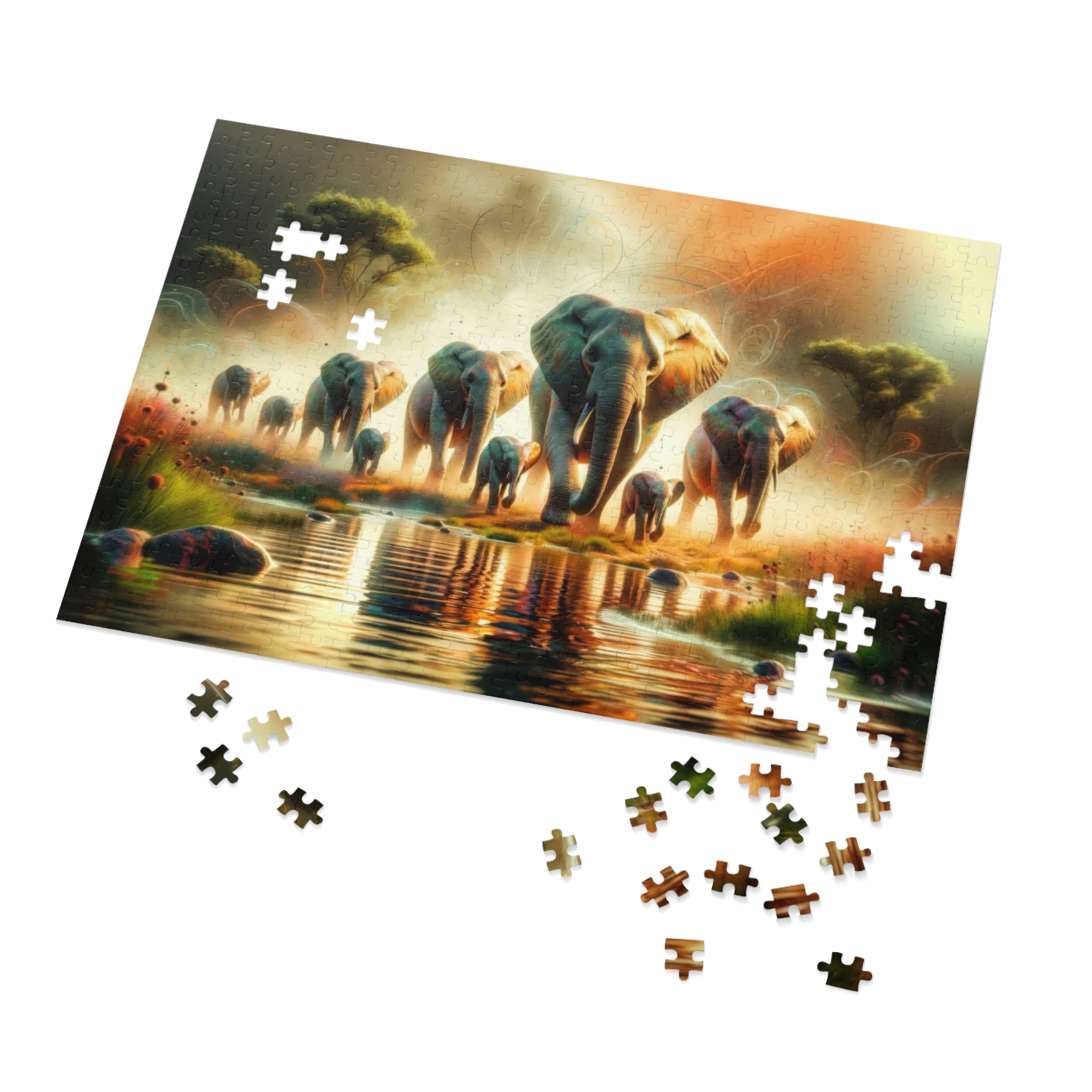 Elephants in Morning Mist Puzzle