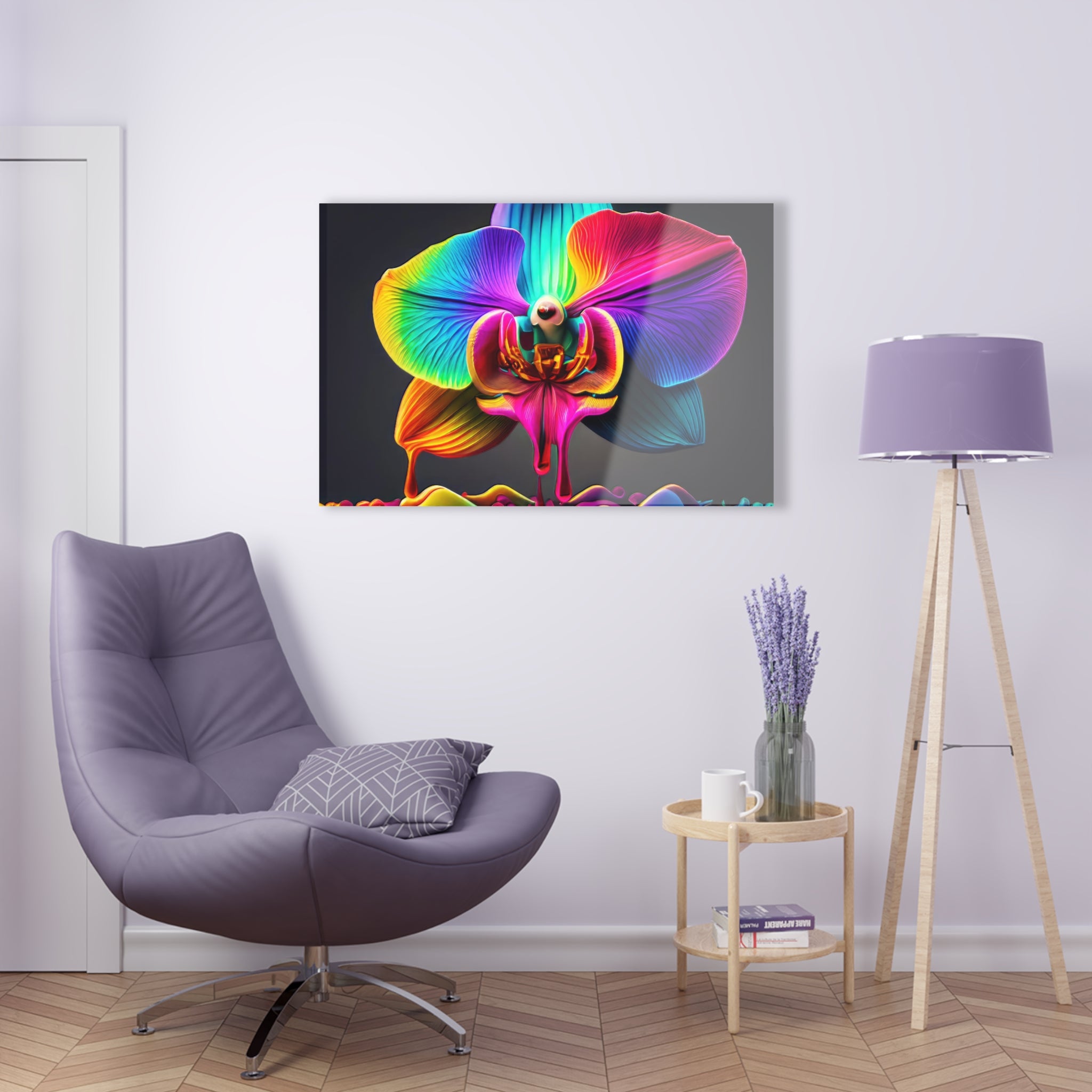 Rainbow Orchid Dripz H Acrylic Print