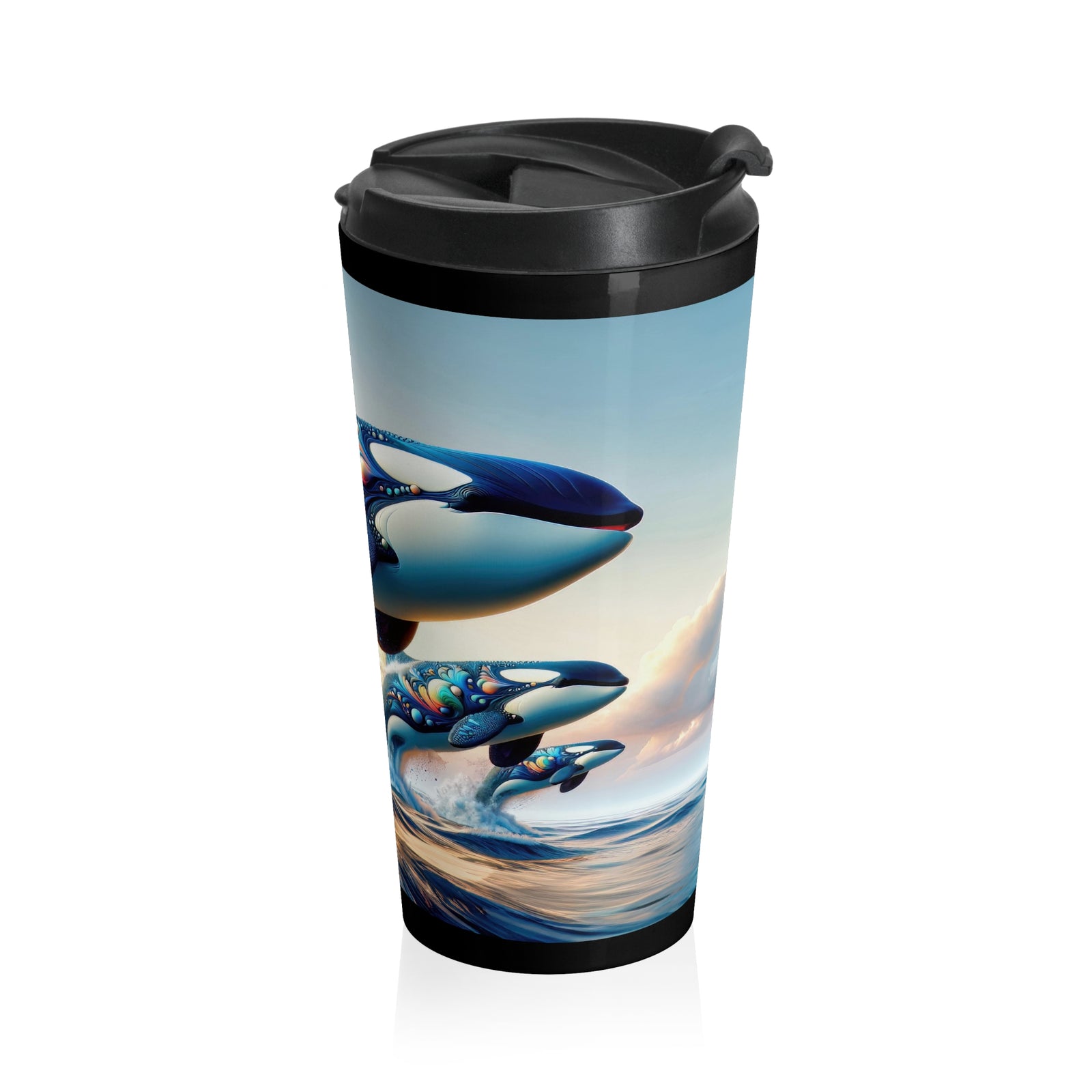 The Aerial Ballet of the Arcadian Orcas Travel Mug