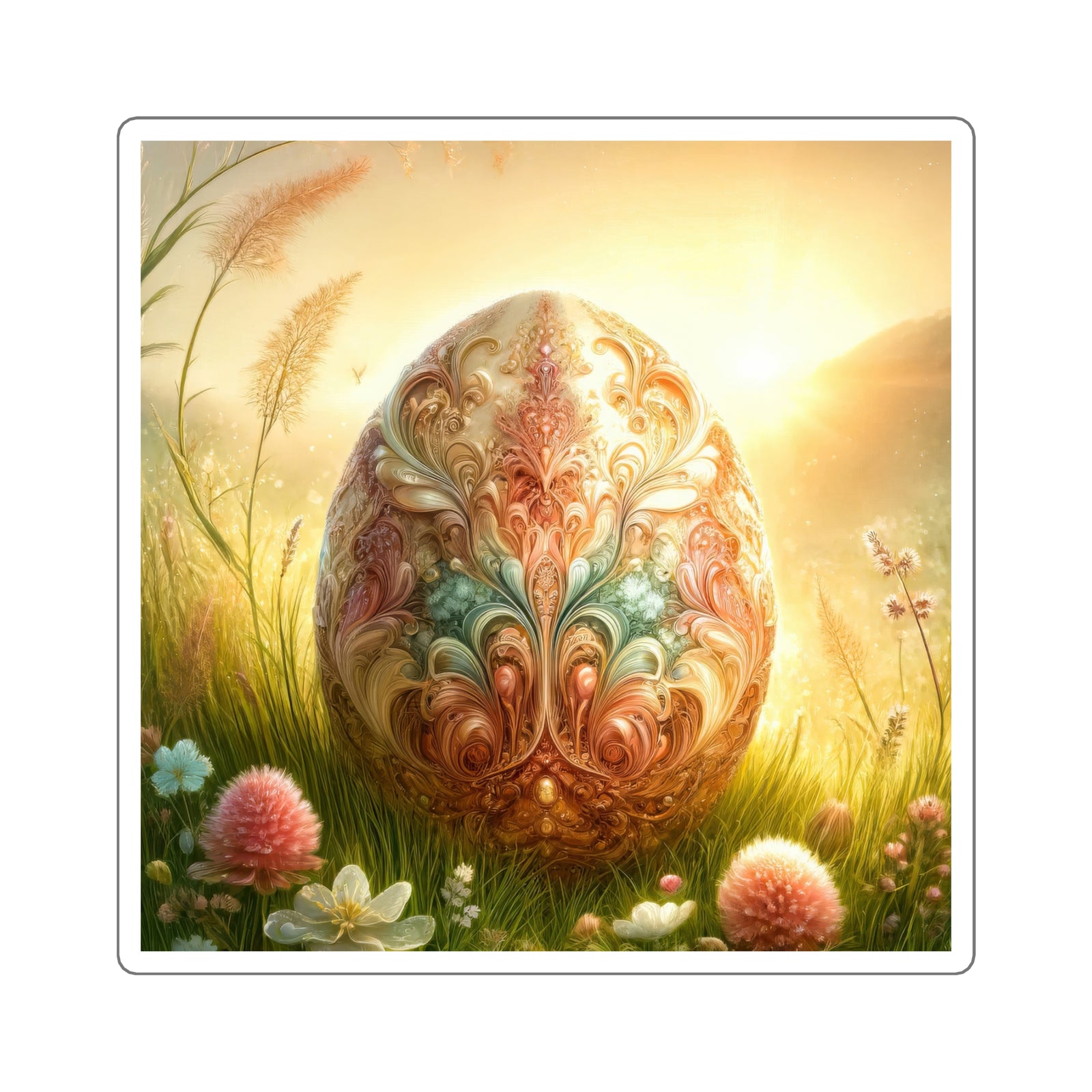 Enchanted Egg Amidst Evening Blooms Stickers