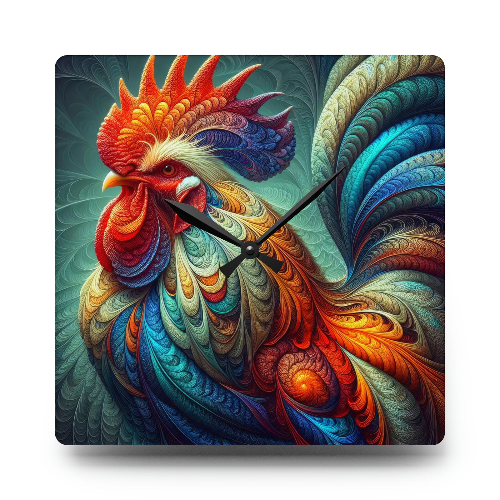 The Regal Acanthus Rooster Acrylic Wall Clock