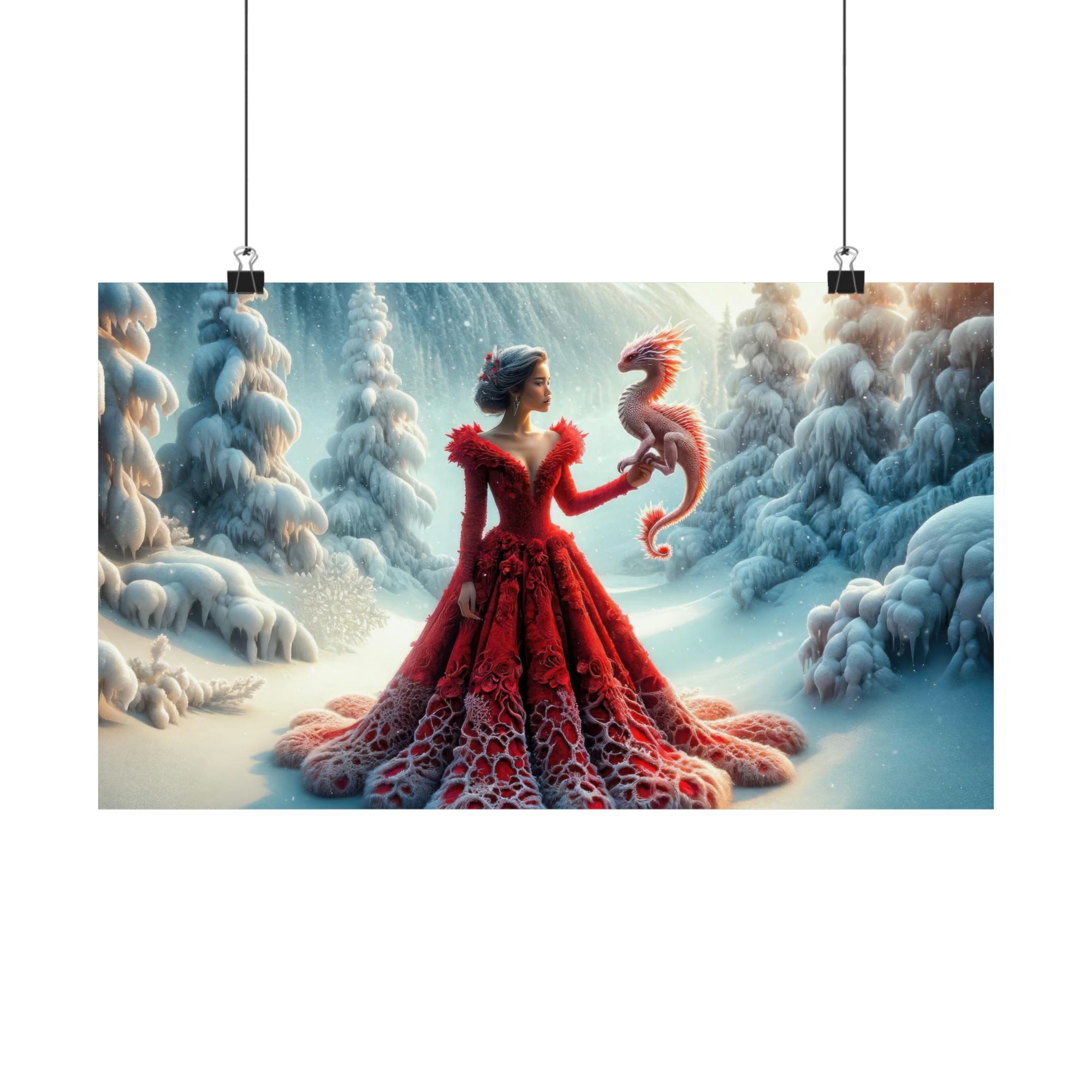 Crimson Elegance Amidst Winter's Whisper Poster