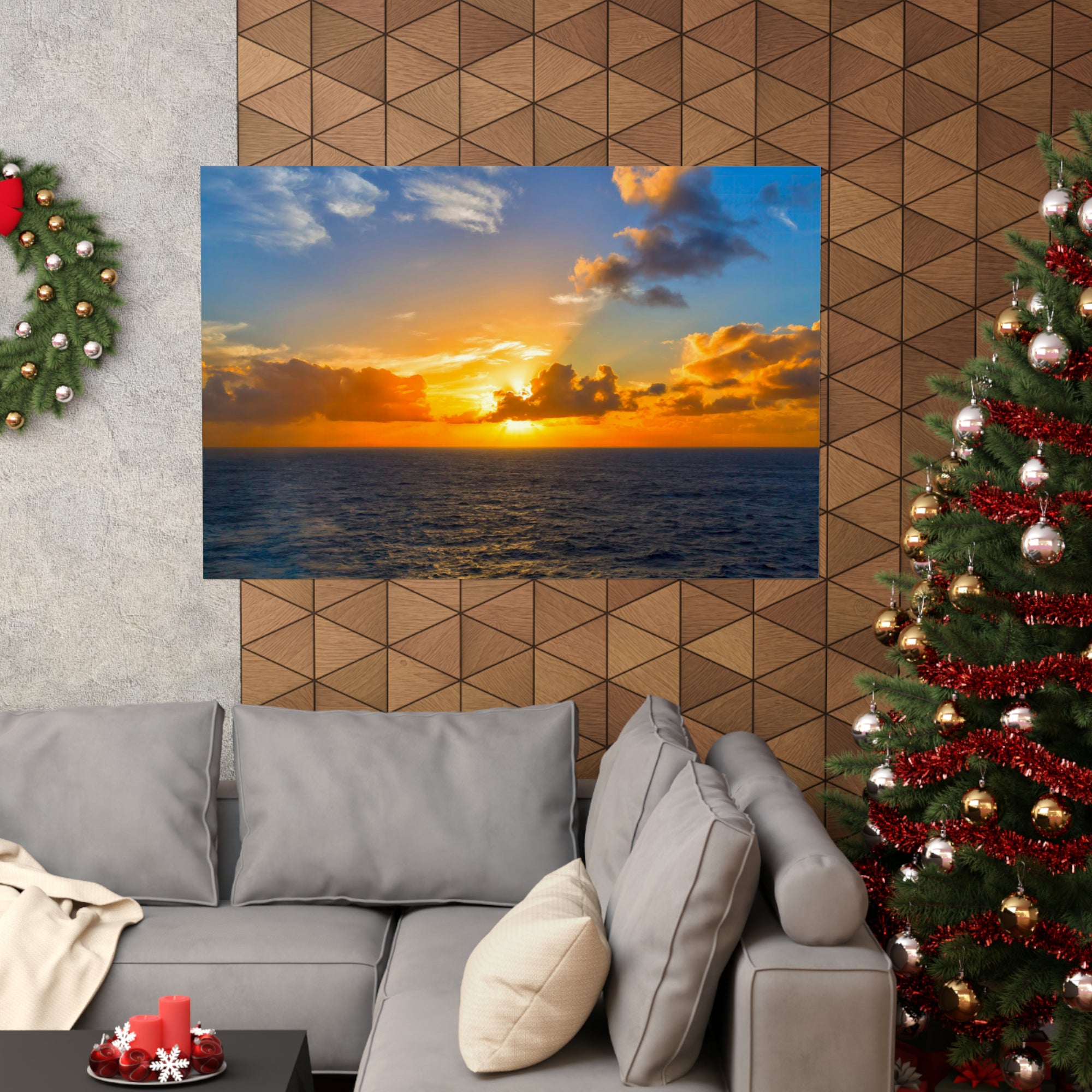 Golden Sunset At Sea Poster