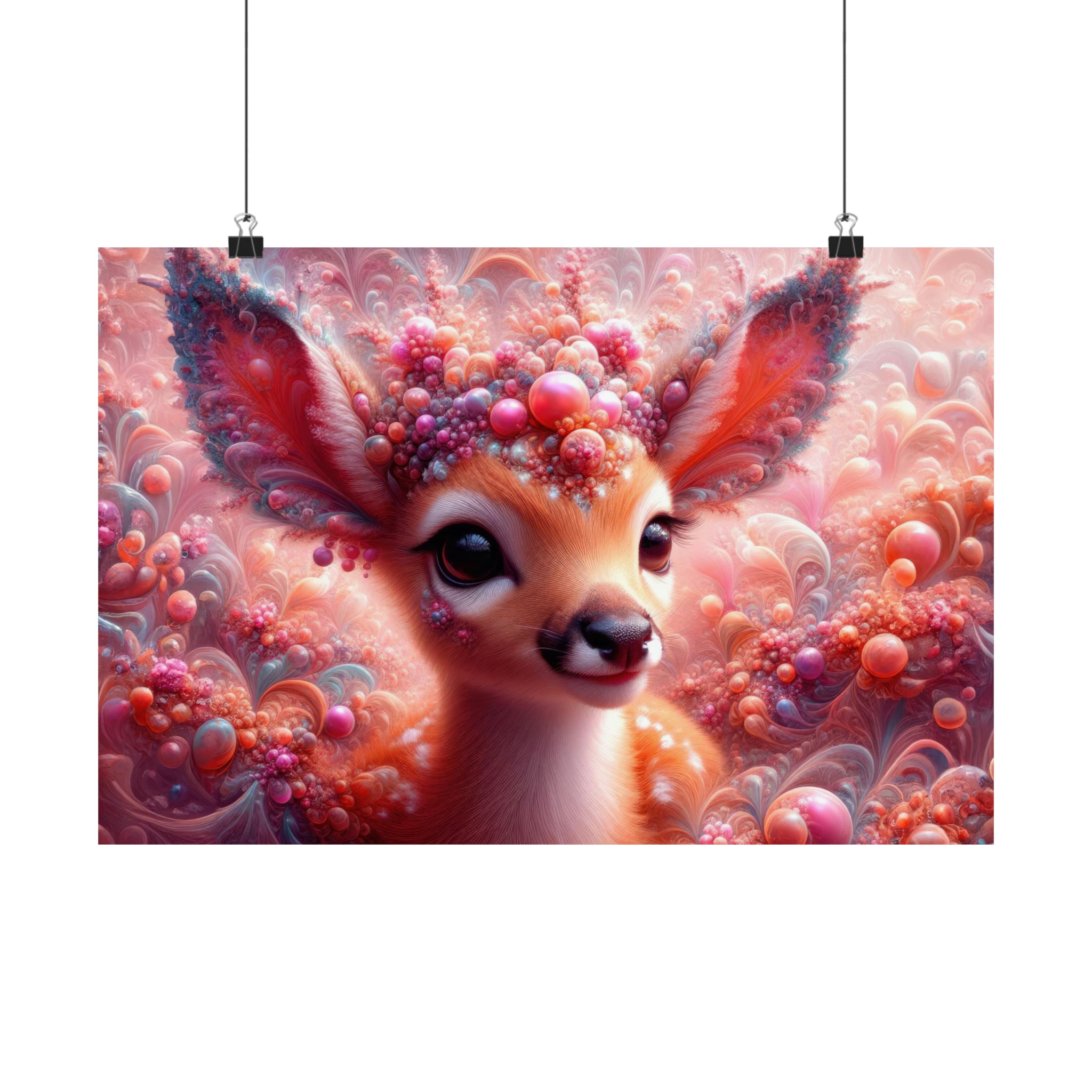 The Enchanted Fawn of Fractal Forest Poster