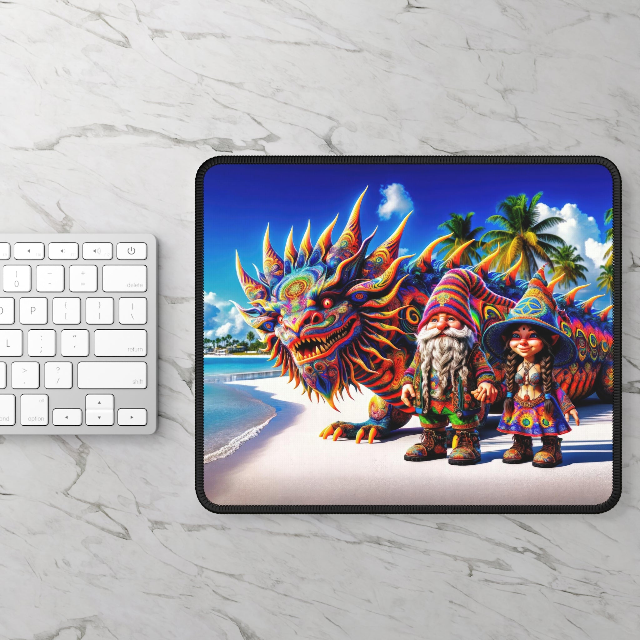 Gnomes and the Iguana Dragon Gaming Mouse Pad