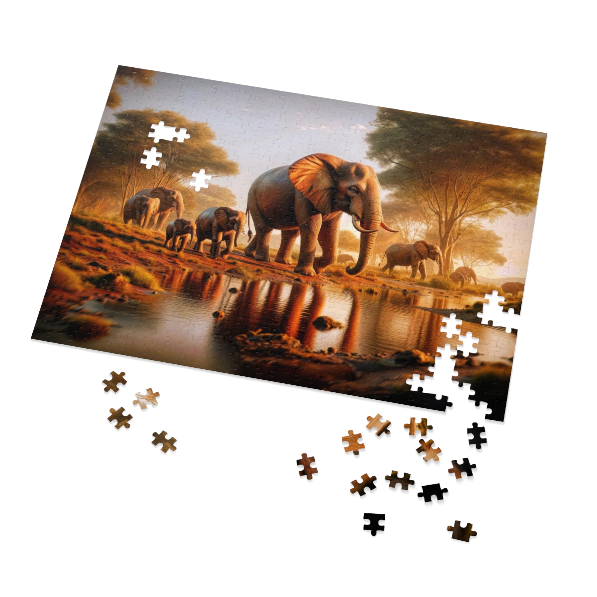Gentle Giants at Dawn's Embrace Puzzle