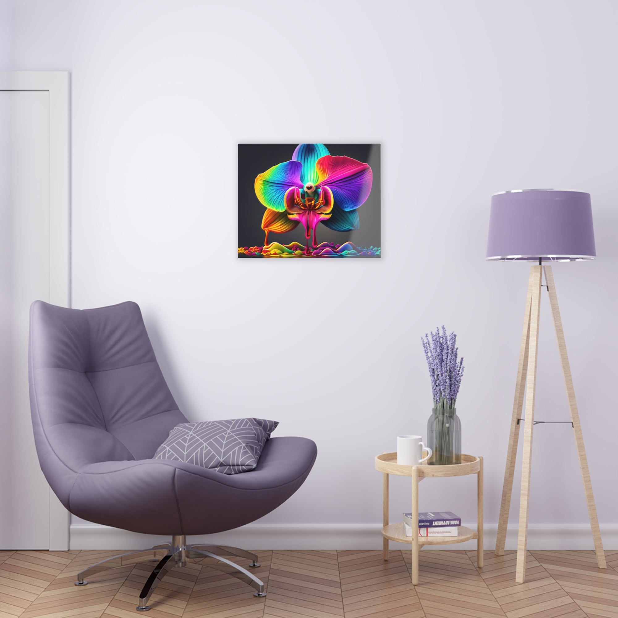 Rainbow Orchid Dripz H Acrylic Print