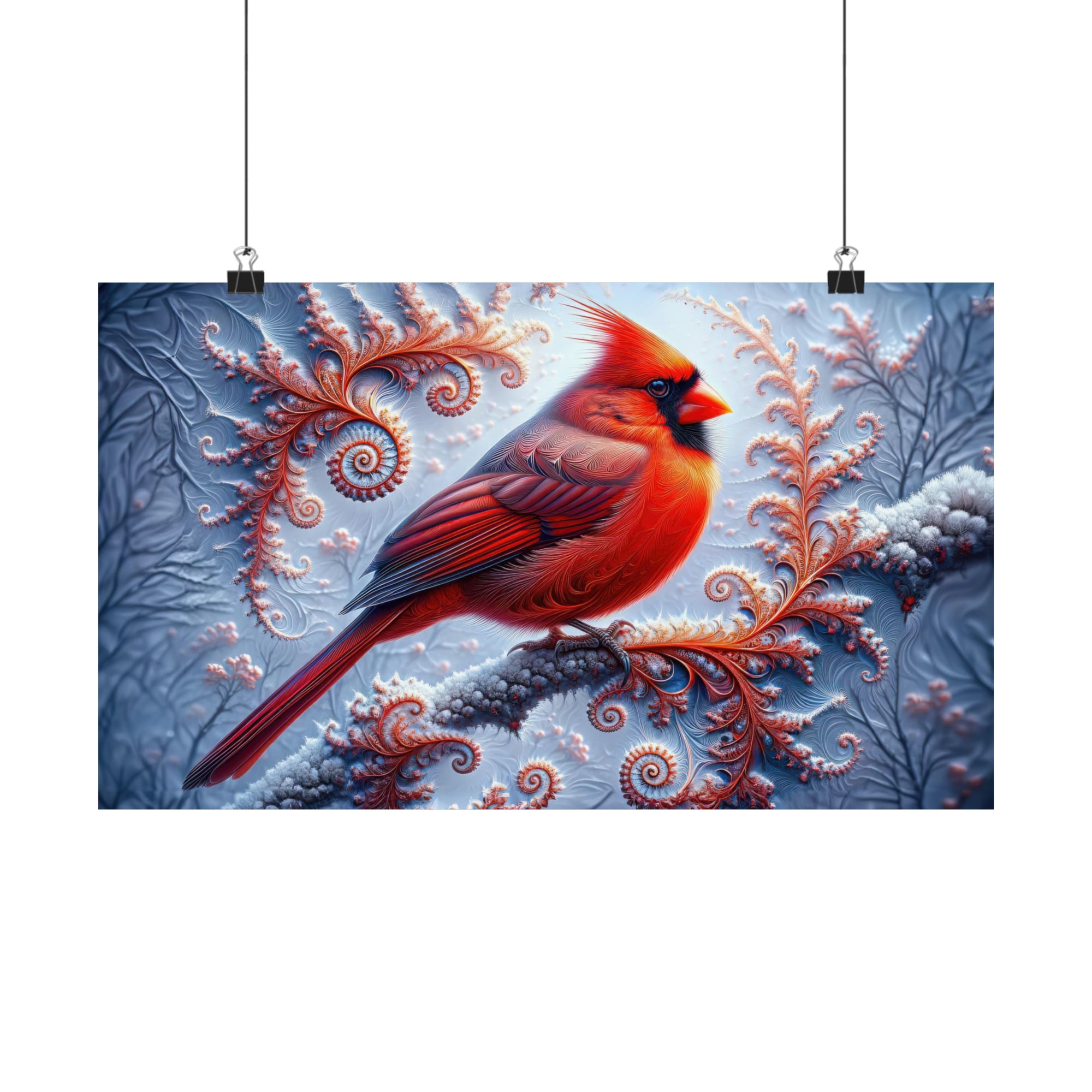 The Cardinal's Fractal Winter Poster