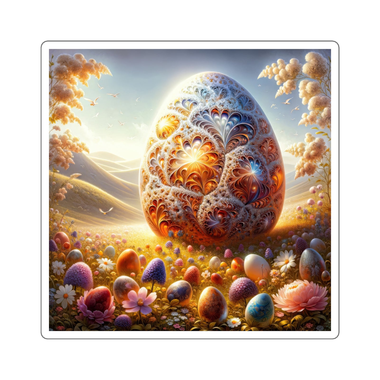 The Opulent Egg: Nature's Artistic Heart Stickers