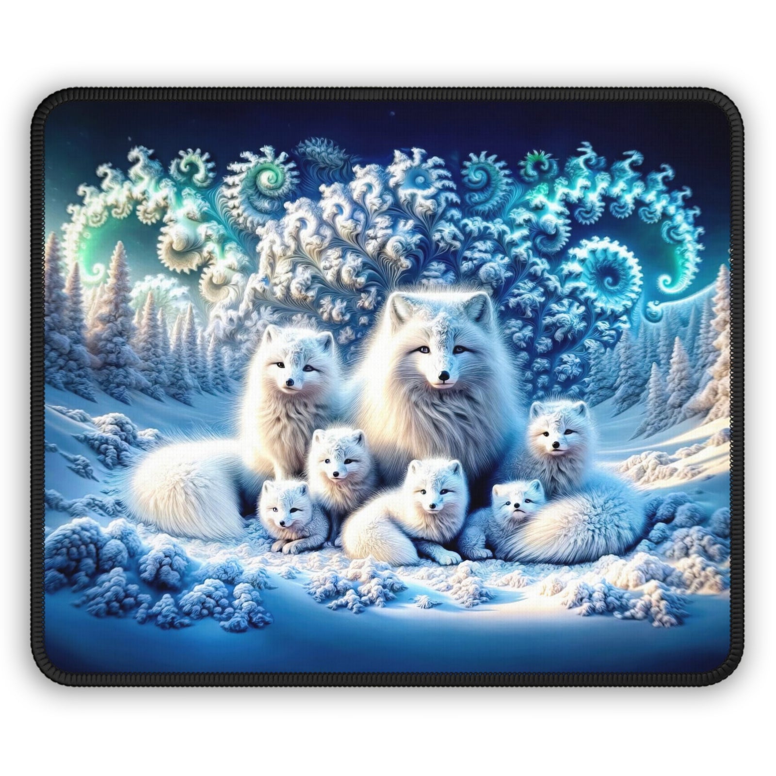 The Silent Saga of Snow Foxes Gaming Mouse Pad