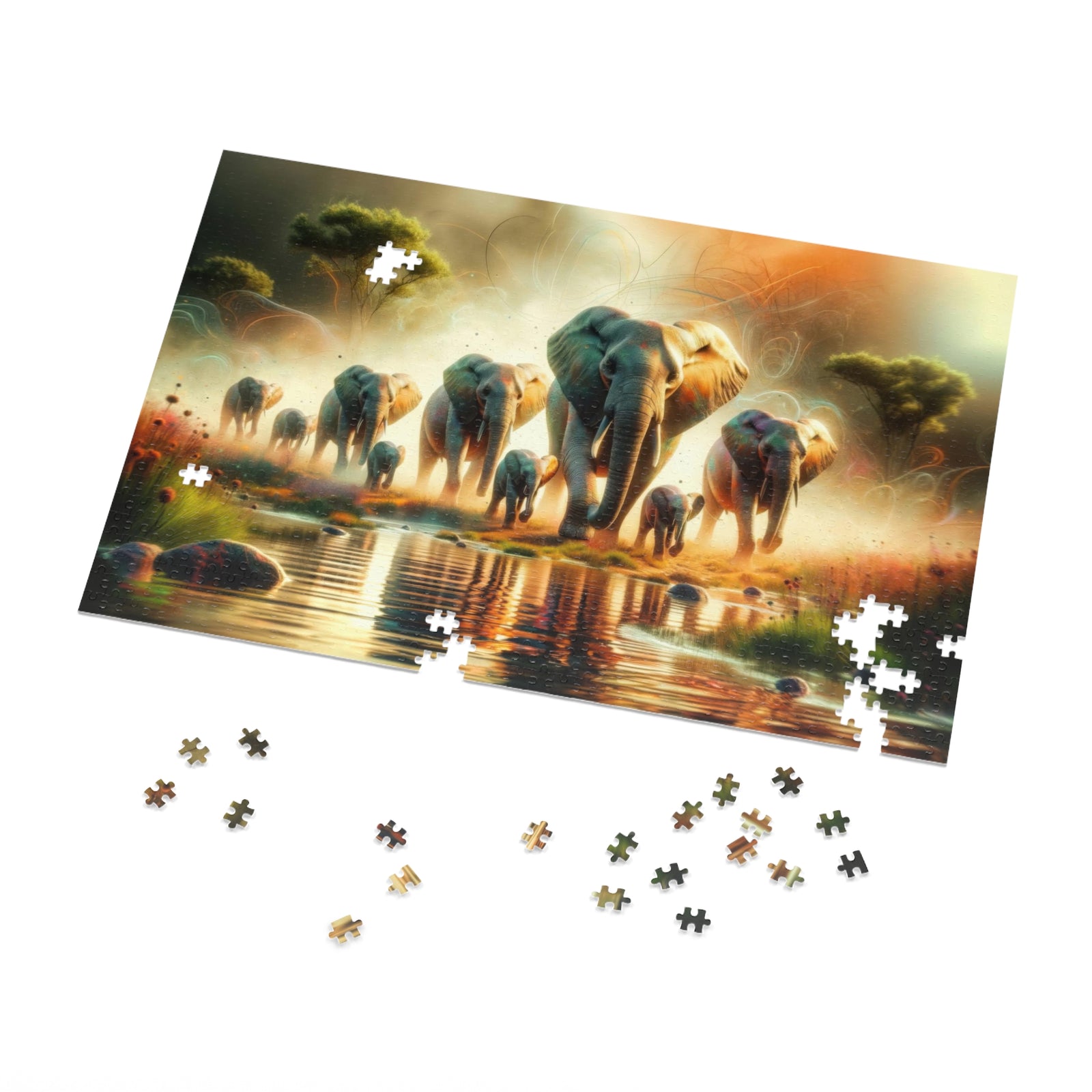 Elephants in Morning Mist Puzzle