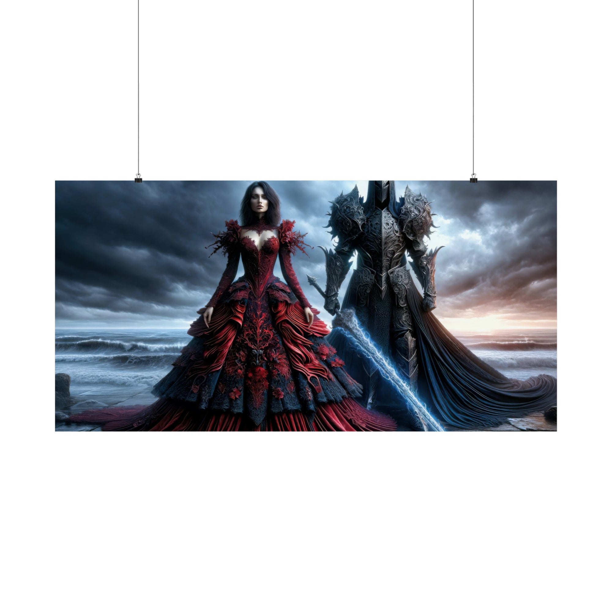 Twilight Waltz in Red and Obsidian Poster