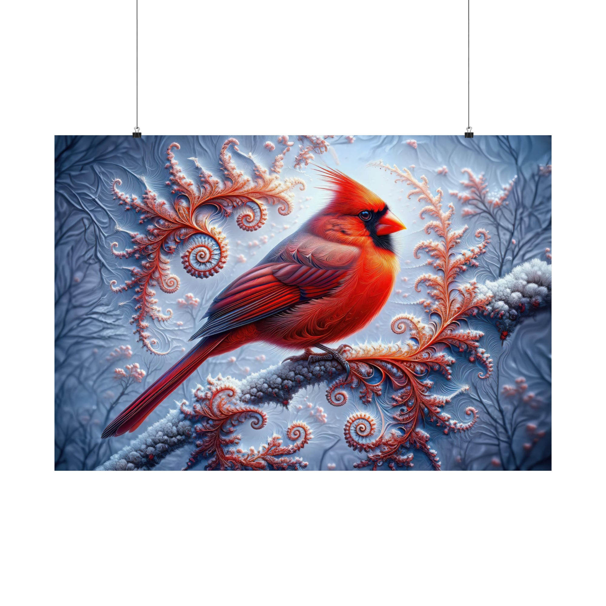 The Cardinal's Fractal Winter Poster