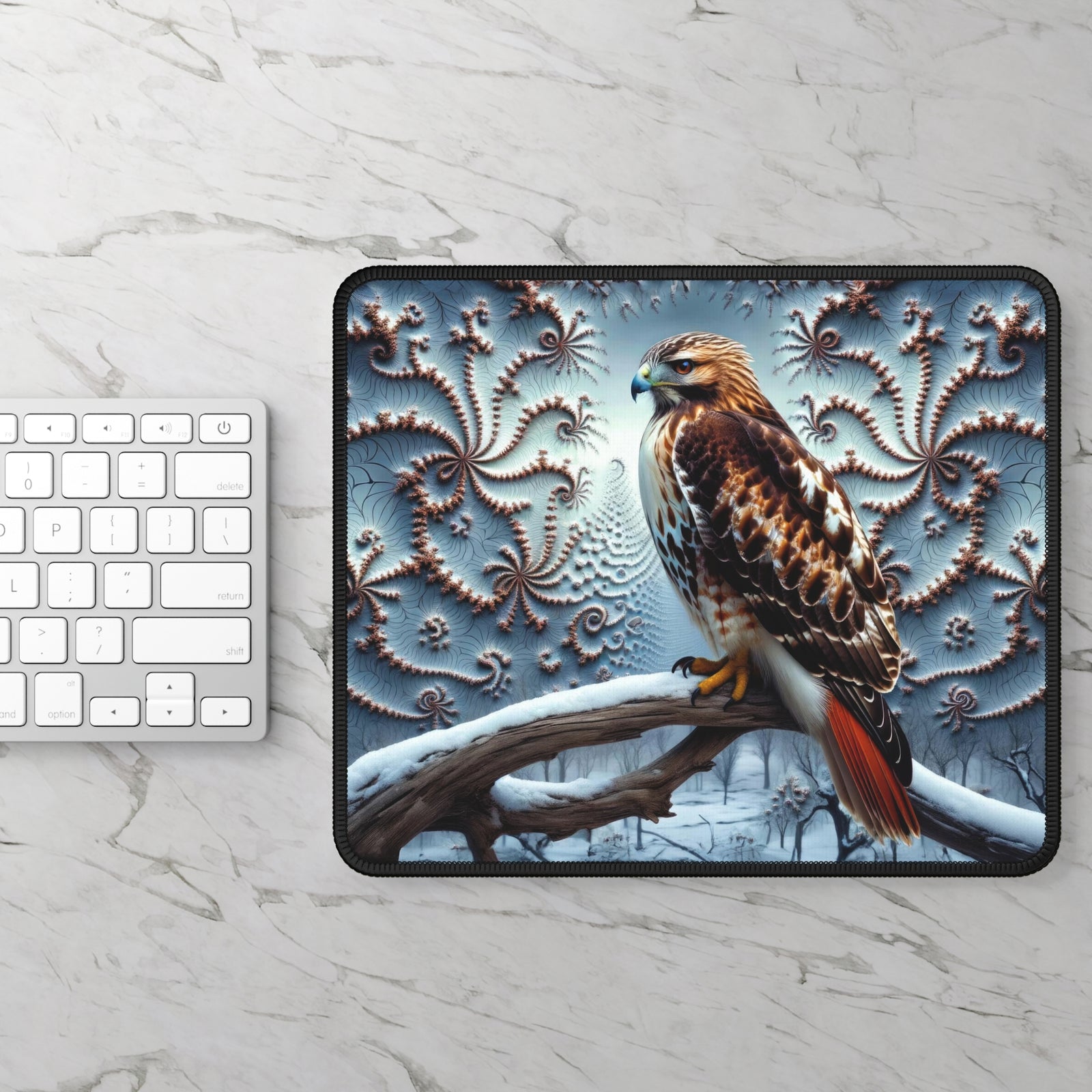 Red-Tailed Fractal Sovereign Gaming Mouse Pad
