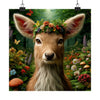 Forest Fawn's Floral Halo Poster