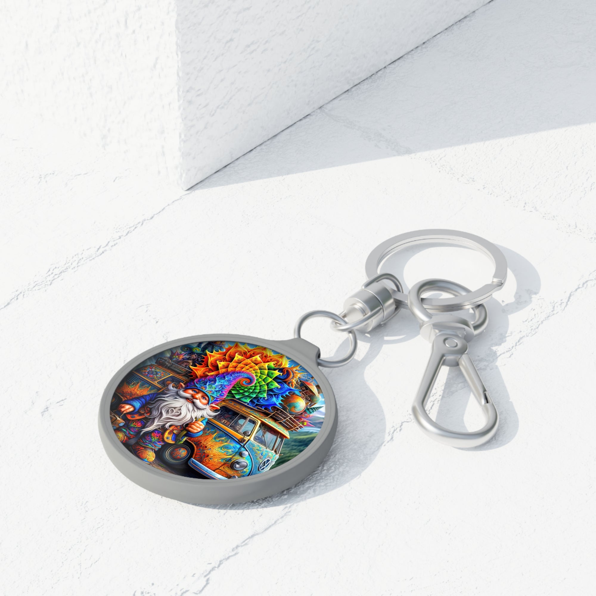 The Wandering Whimsy of Whiskerwick the Gnome Keyring Tag