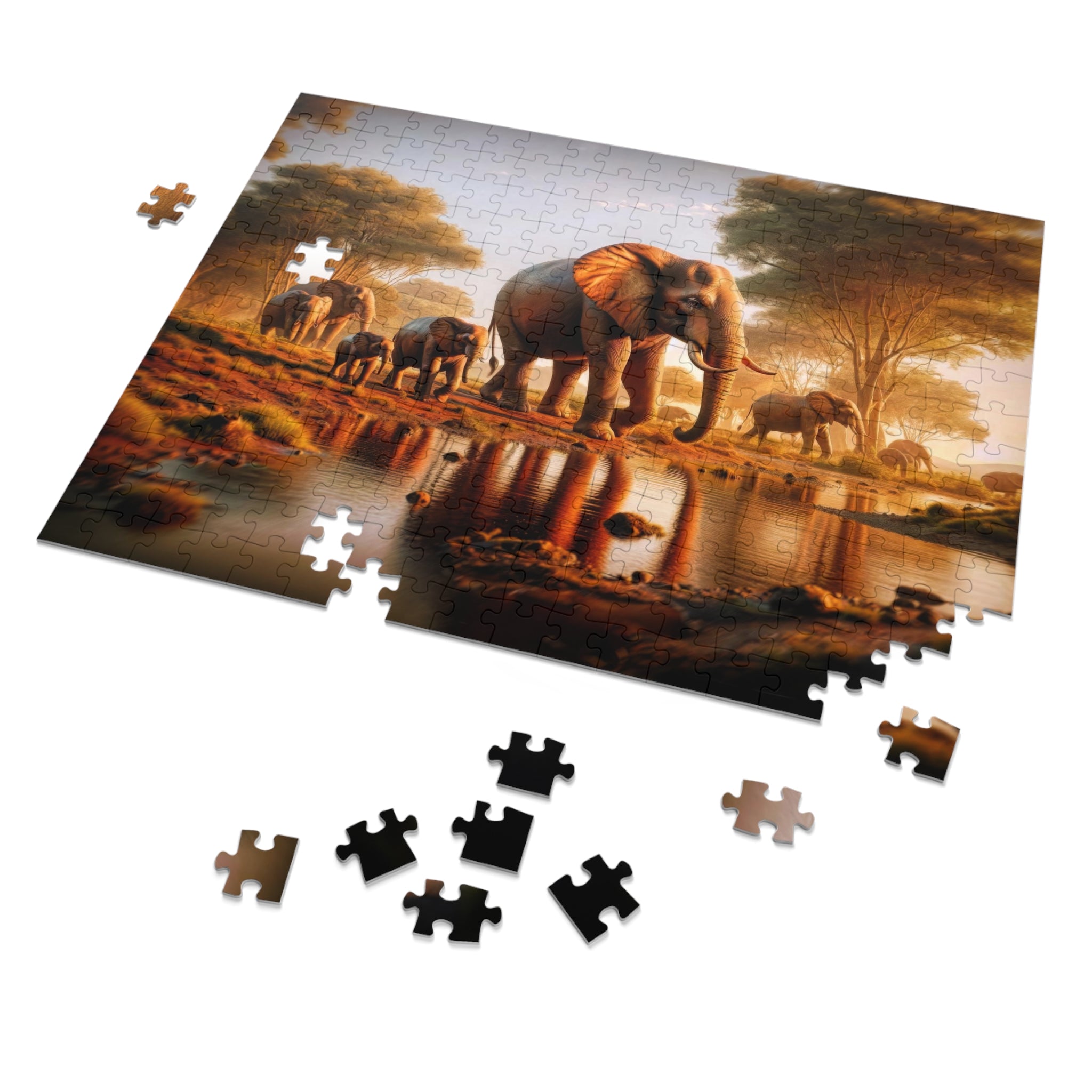 Gentle Giants at Dawn's Embrace Puzzle