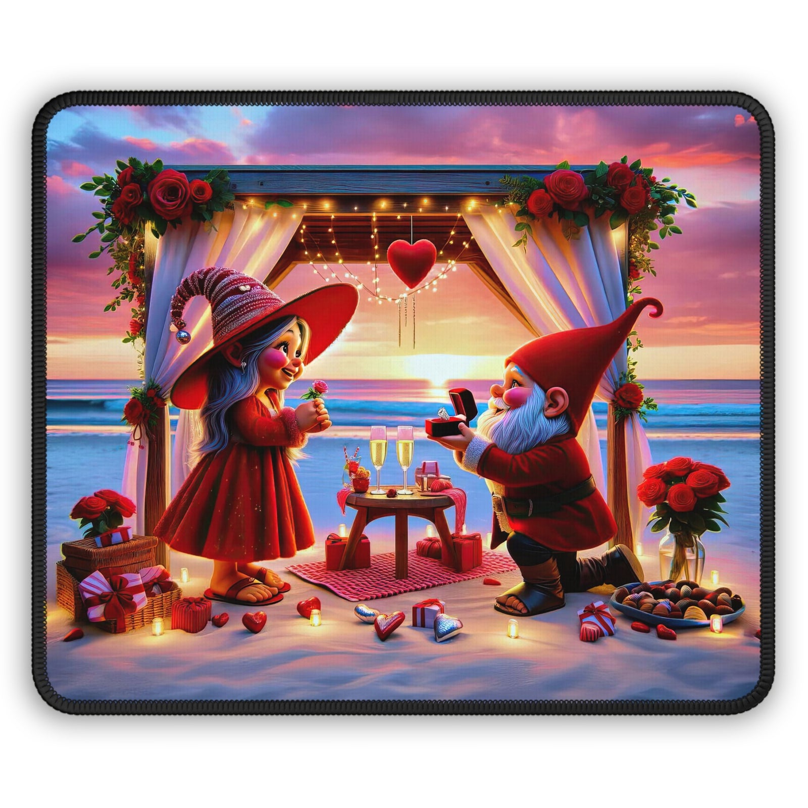 A Whimsical Beachside Engagement Gaming Mouse Pad