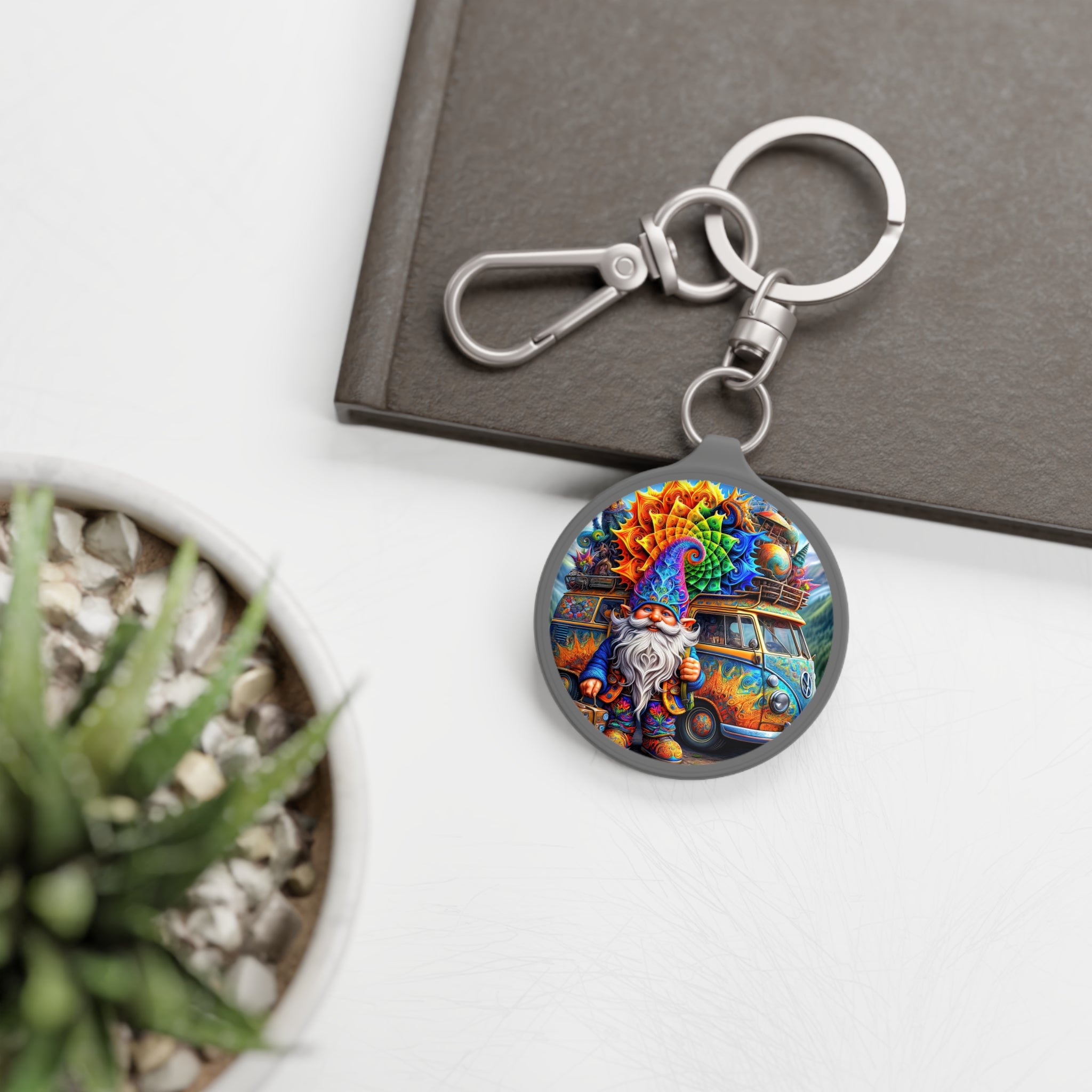 The Wandering Whimsy of Whiskerwick the Gnome Keyring Tag
