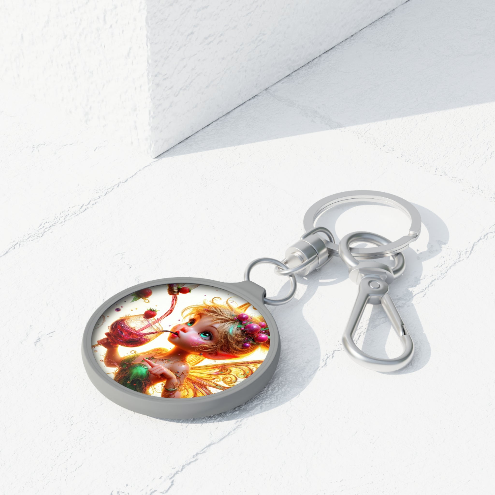 Whimsy in a Wine Glass Keyring Tag