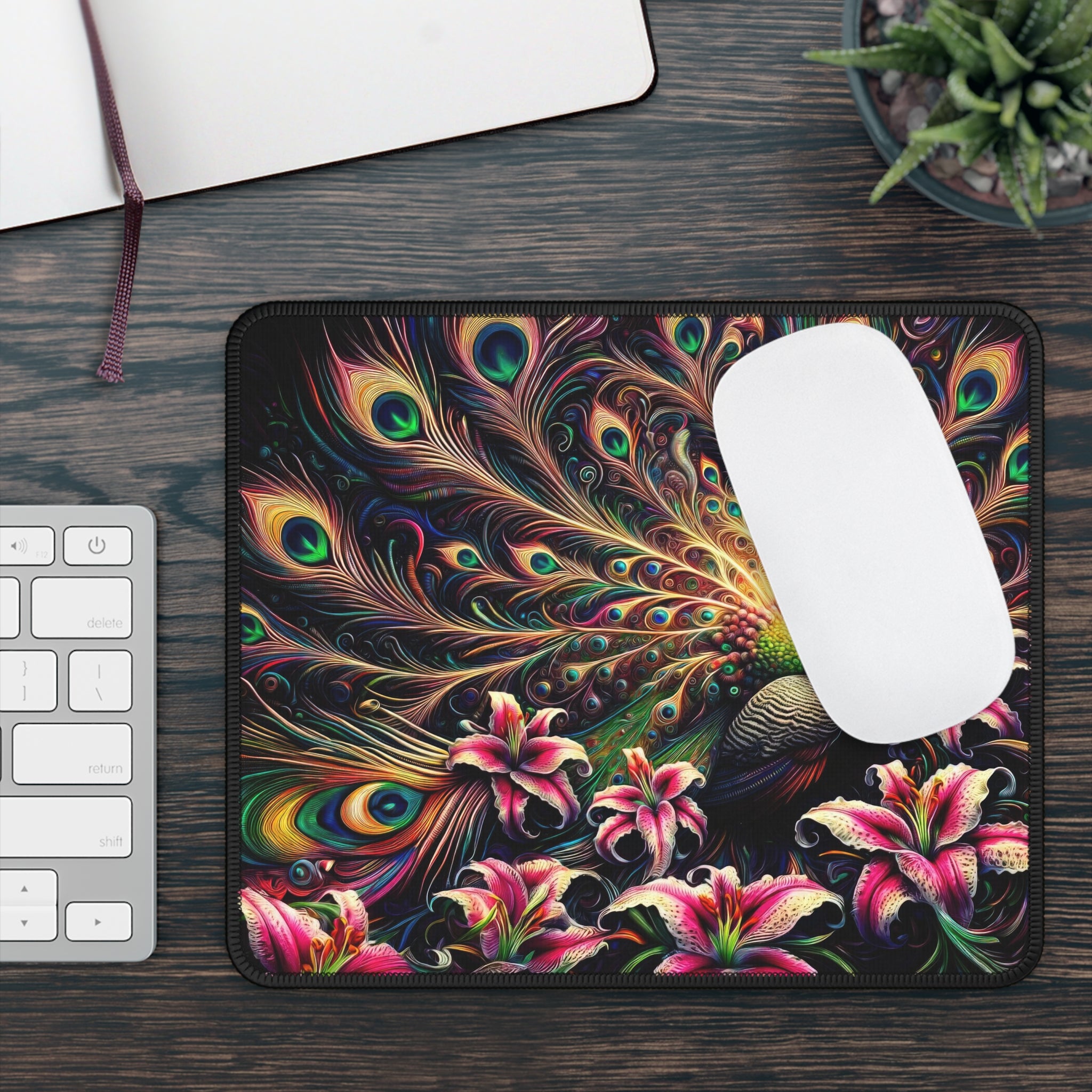 The Luminous Dance of the Peacock Gaming Mouse Pad