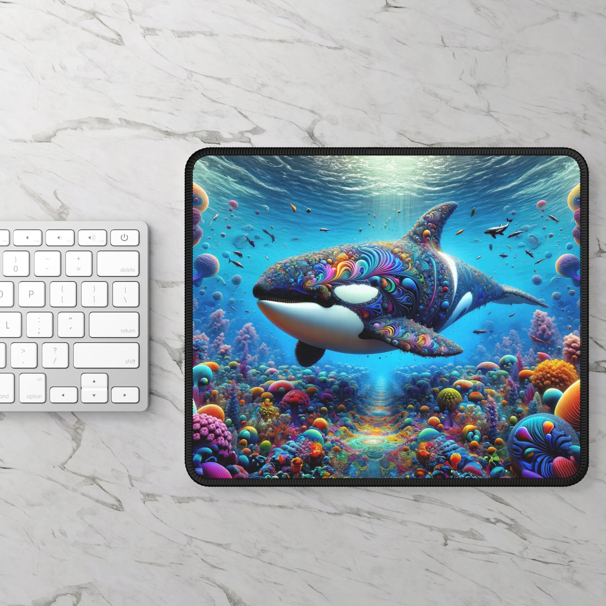 Orca Odyssey in the Coral Cosmos Gaming Mouse Pad