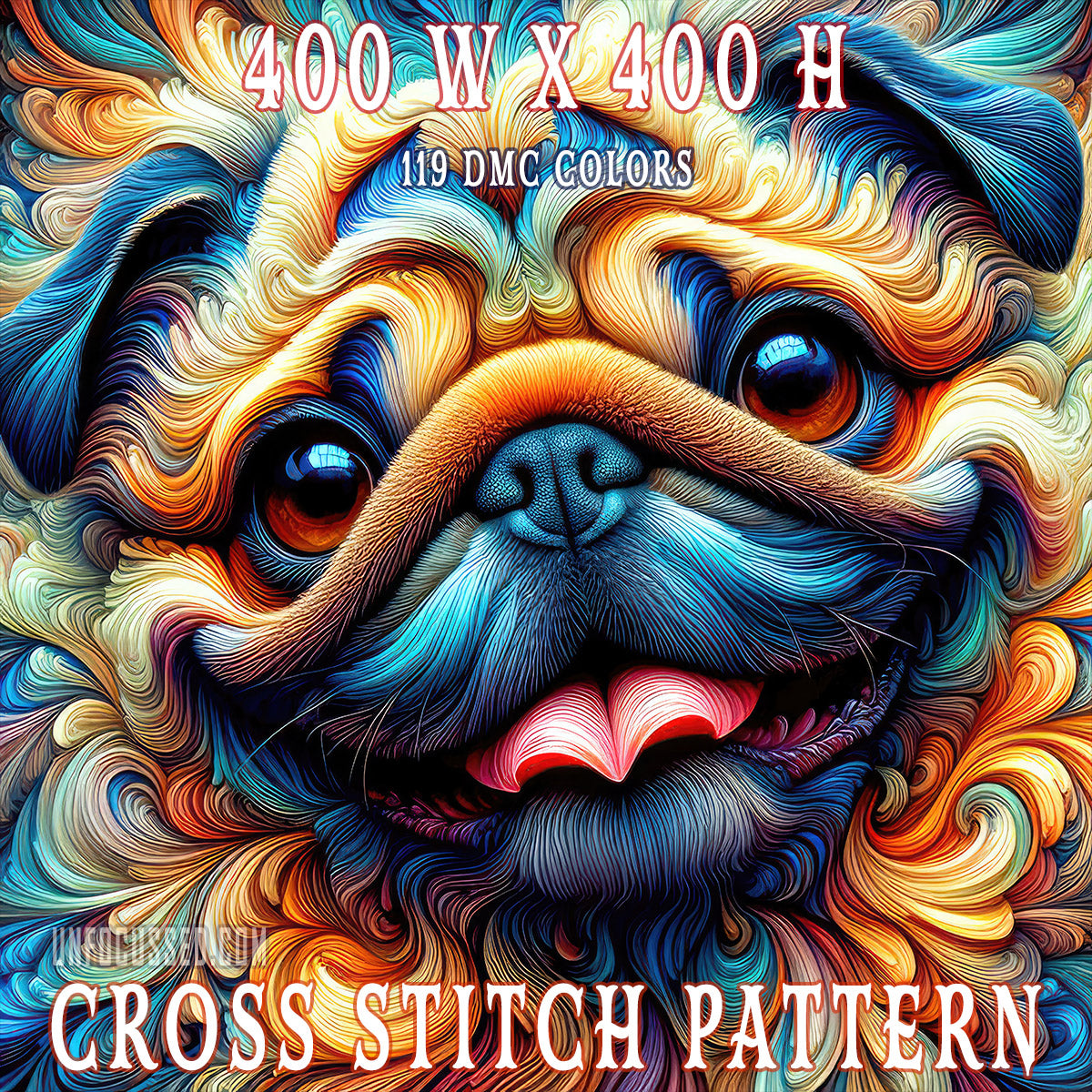 A Pug's Portrait Cross Stitch Pattern