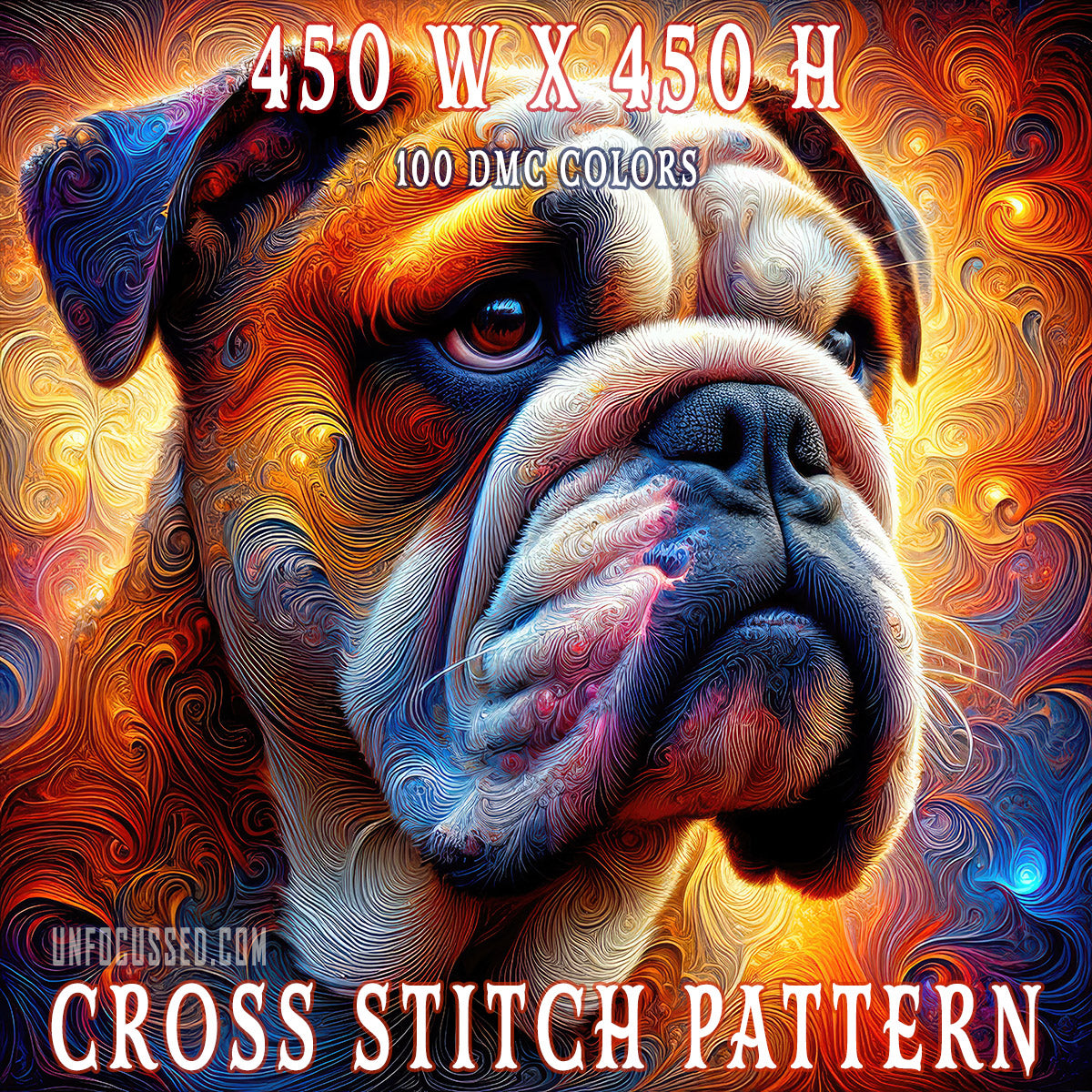 An Olde English Bulldogge's Portrait Cross Stitch Pattern