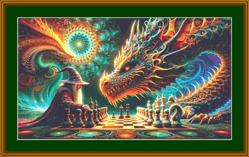 Checkmate of the Cosmic Dragon Cross Stitch Pattern