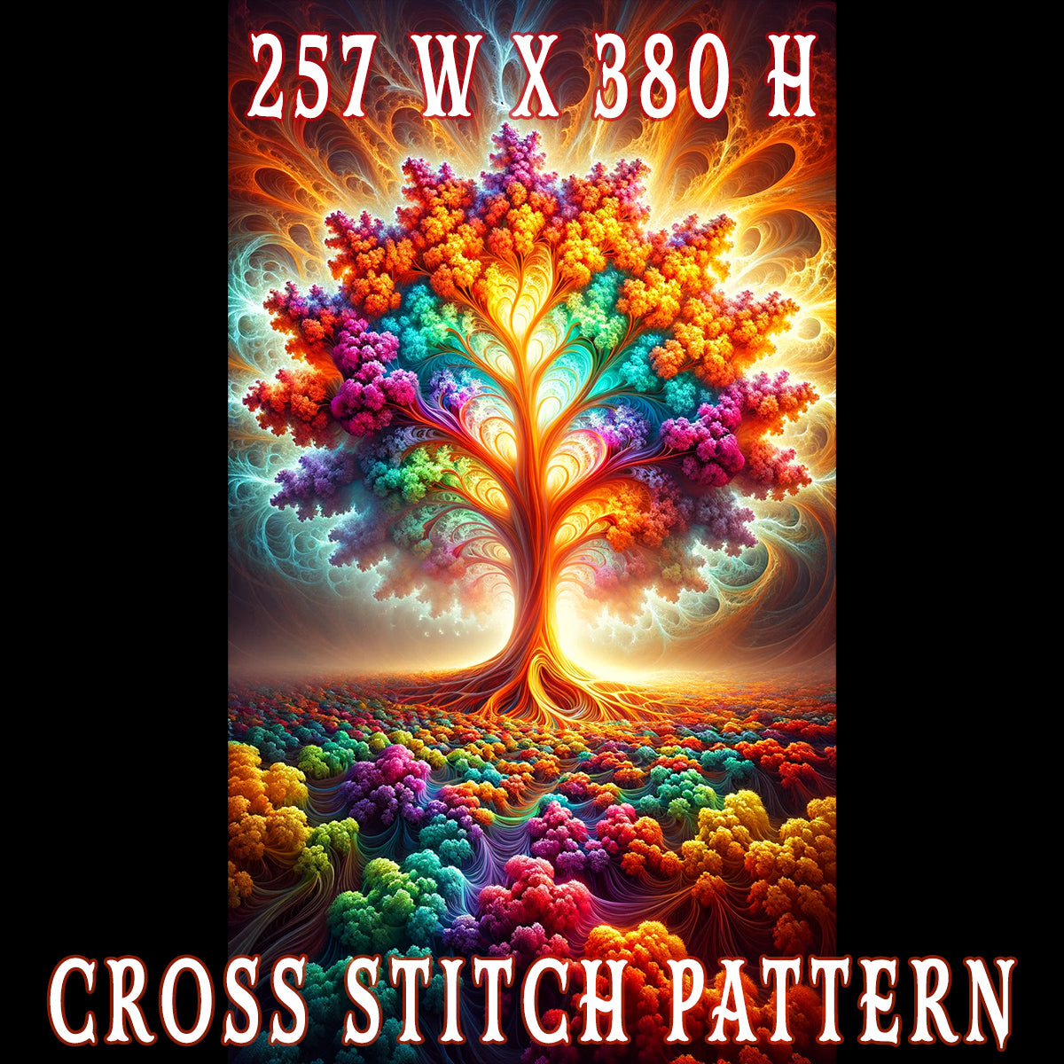 Chromatic Orchard Symphony Cross Stitch Pattern