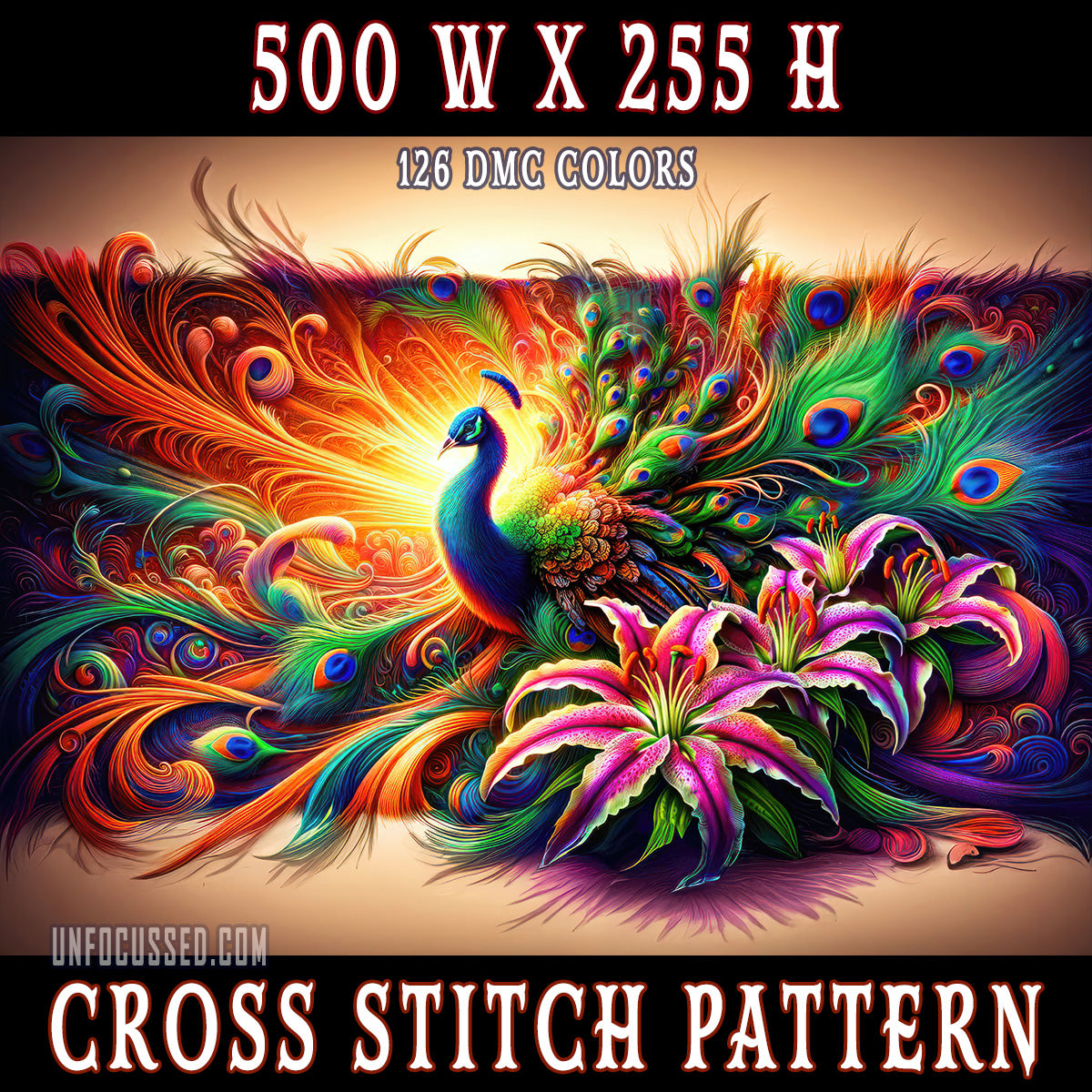 Cosmic Feather Fusion Cross Stitch Pattern