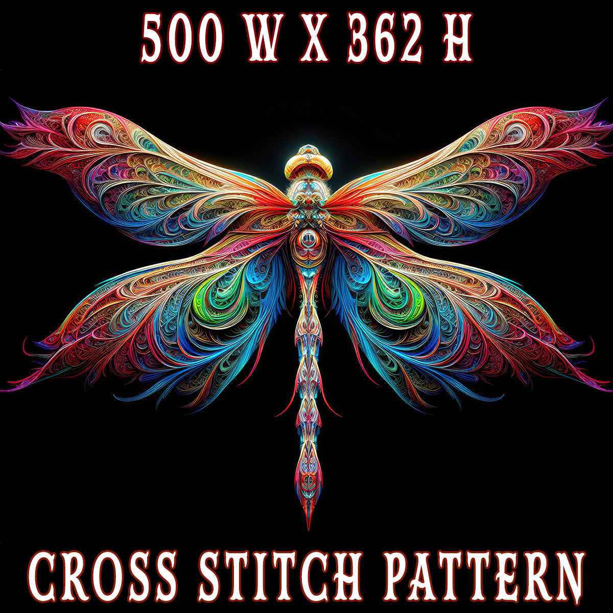 Dazzling Dragonfly Wings Cross Stitch Pattern – Unfocussed 
