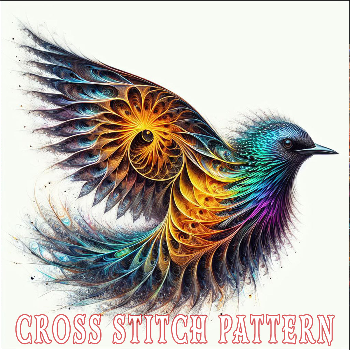 Fine Feathers, Fractal Flight Cross Stitch Pattern