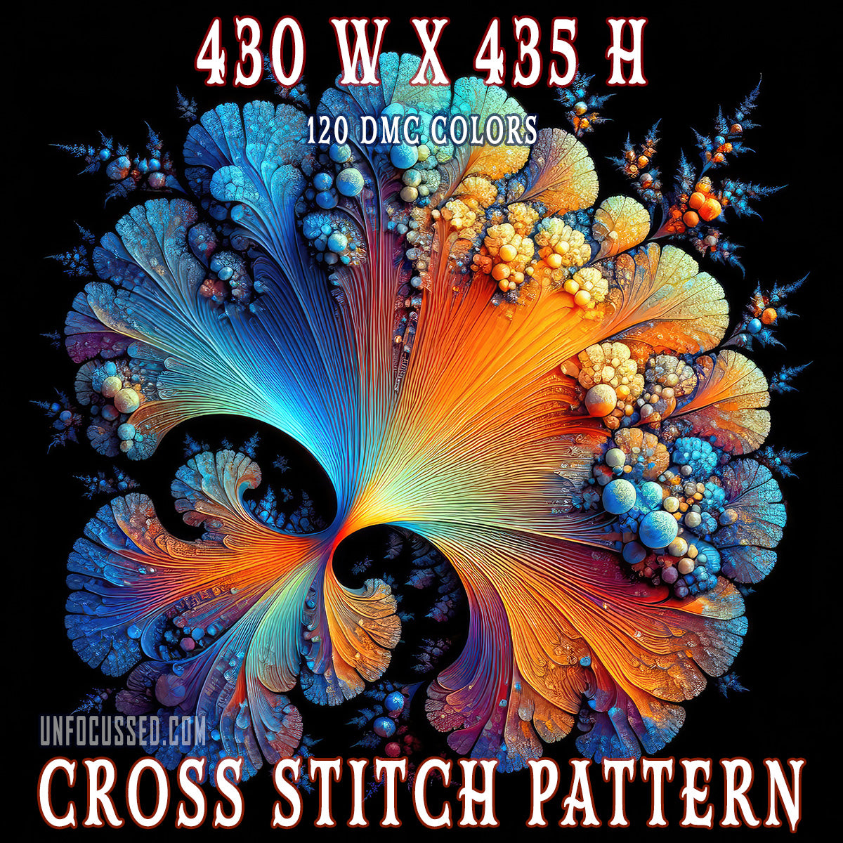 Fractal Ginko Biloba Cross Stitch Pattern