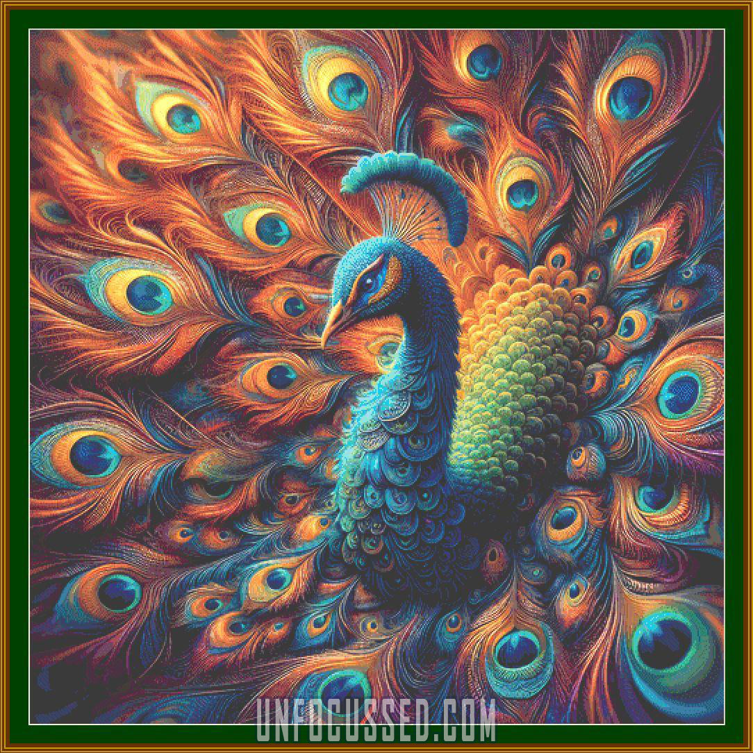 The Spiraling Splendor of the Majestic Peacock Cross Stitch Pattern