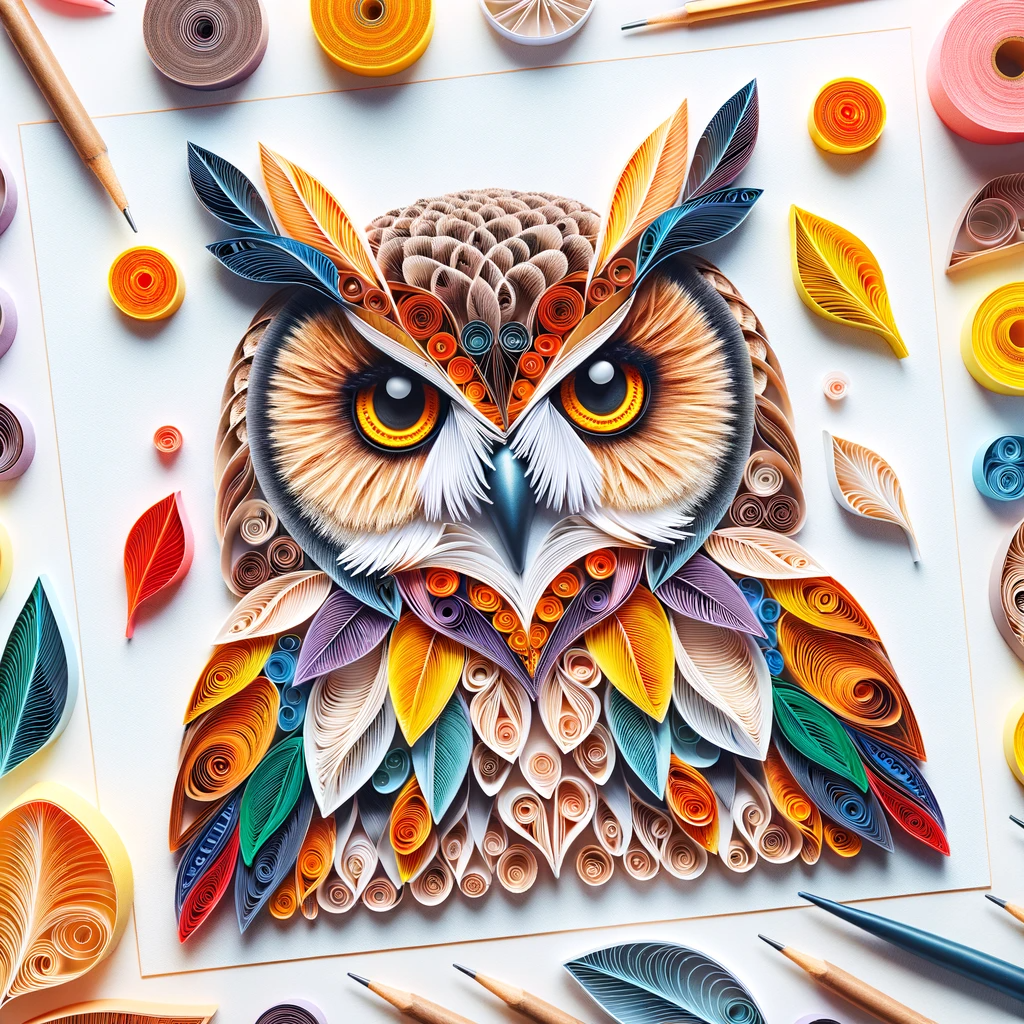 Owls Paper Quilling Digital Illustration Package