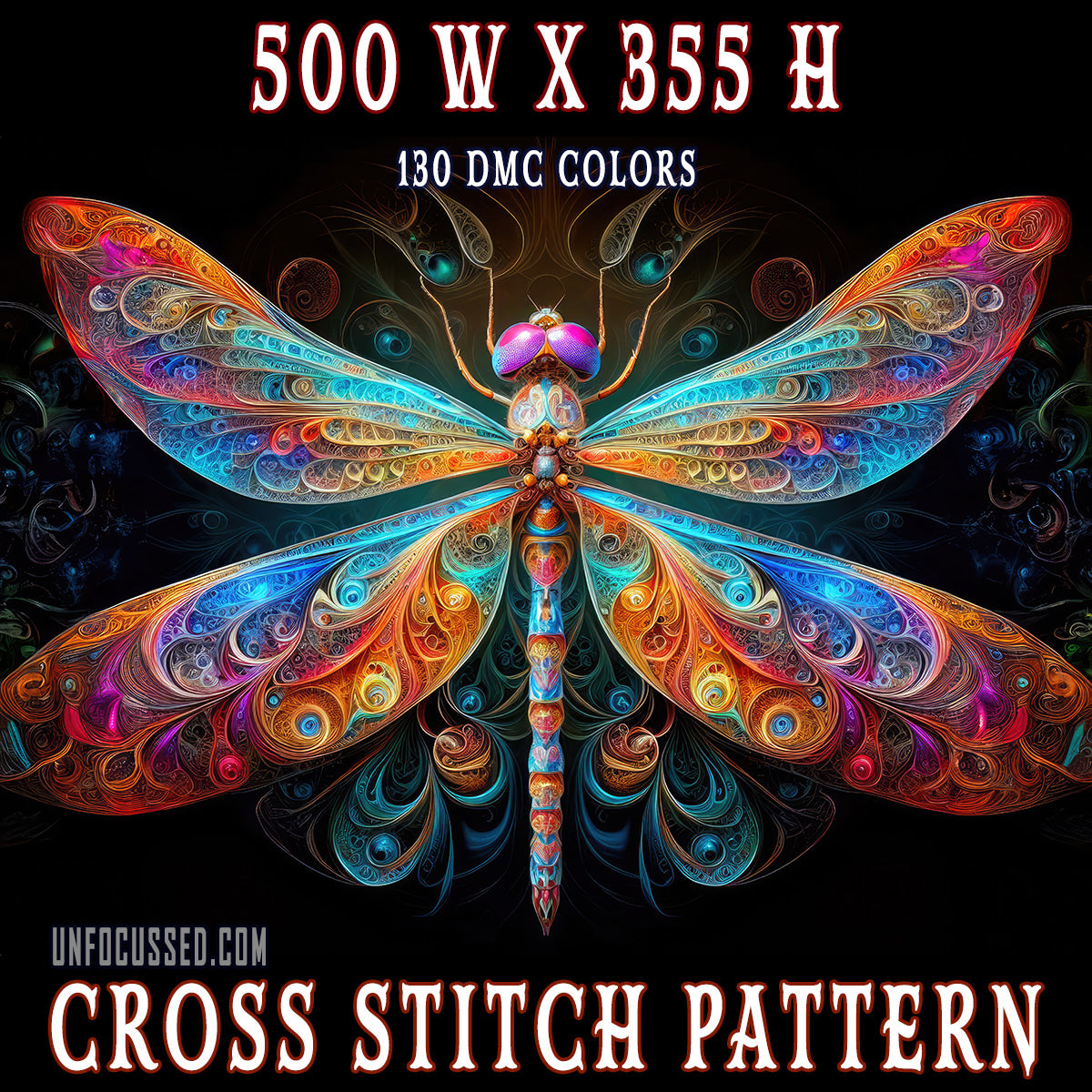 The Aetherwing Illumina Cross Stitch Pattern – Unfocussed Photography & Art