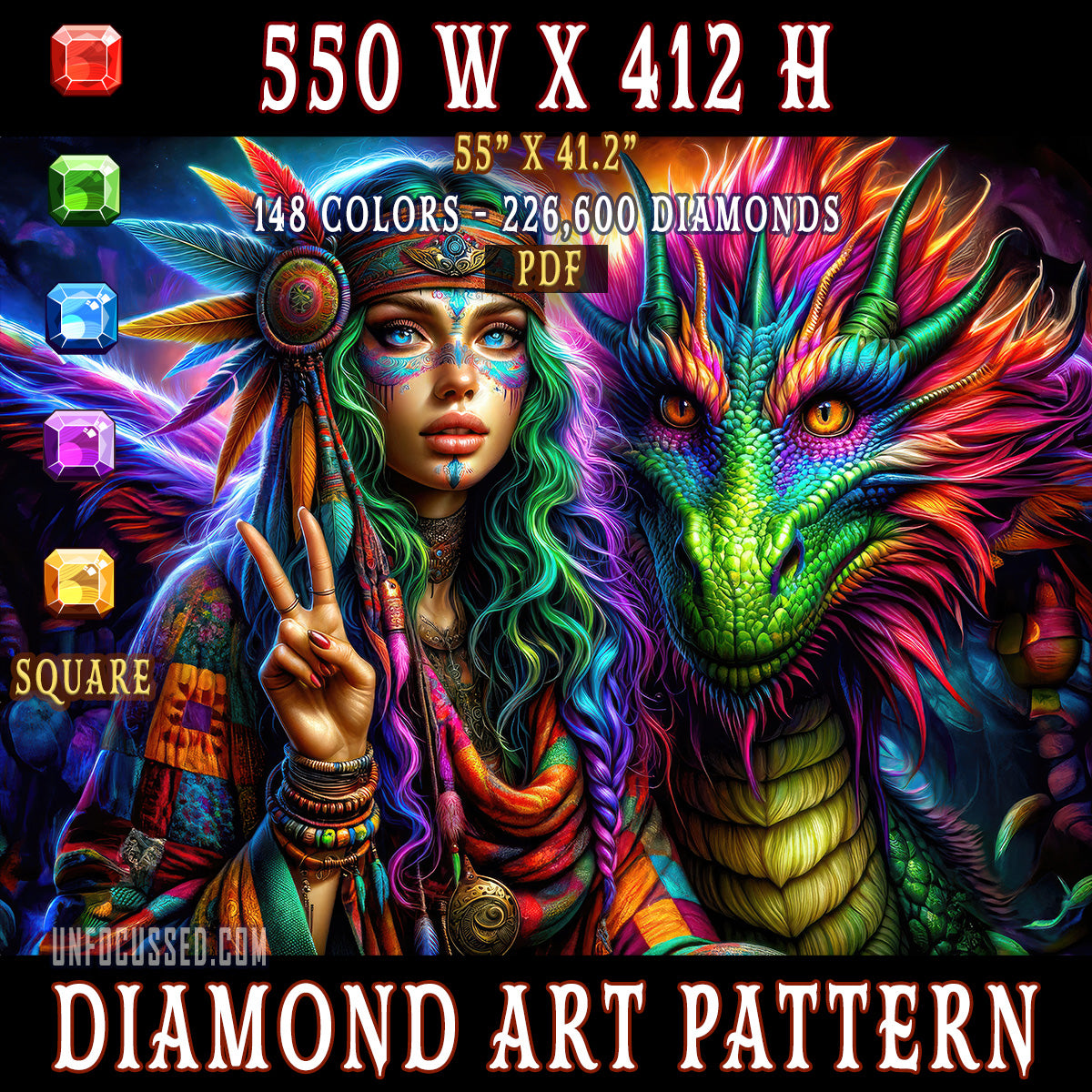 The Dragon's Bohemian Guardian Diamond Art Pattern