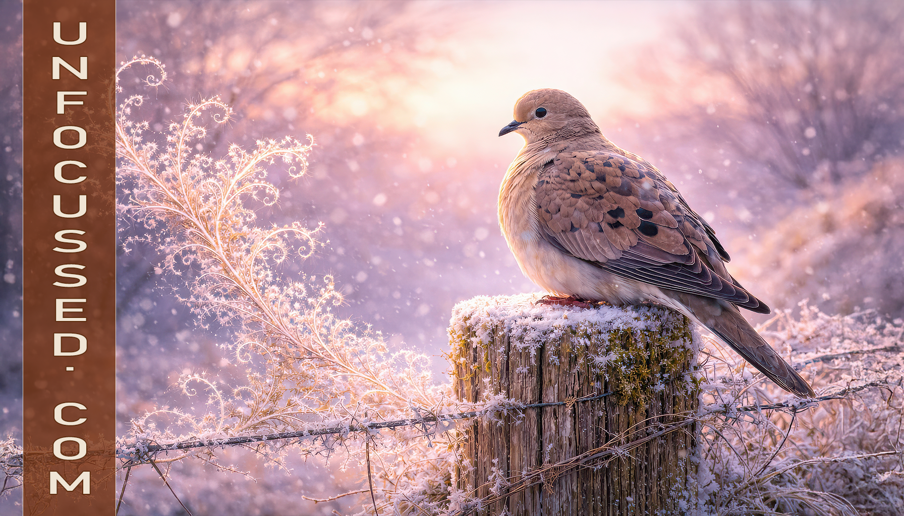A Mourning Dove Perched Between Seasons