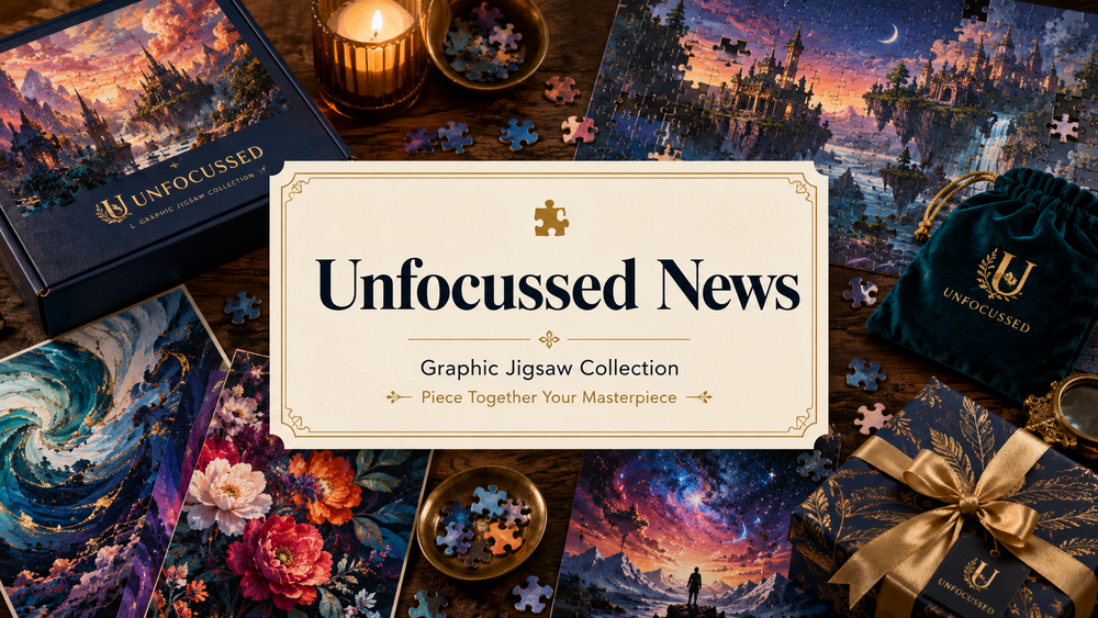 Unfocussed graphic jigsaw collection announcement