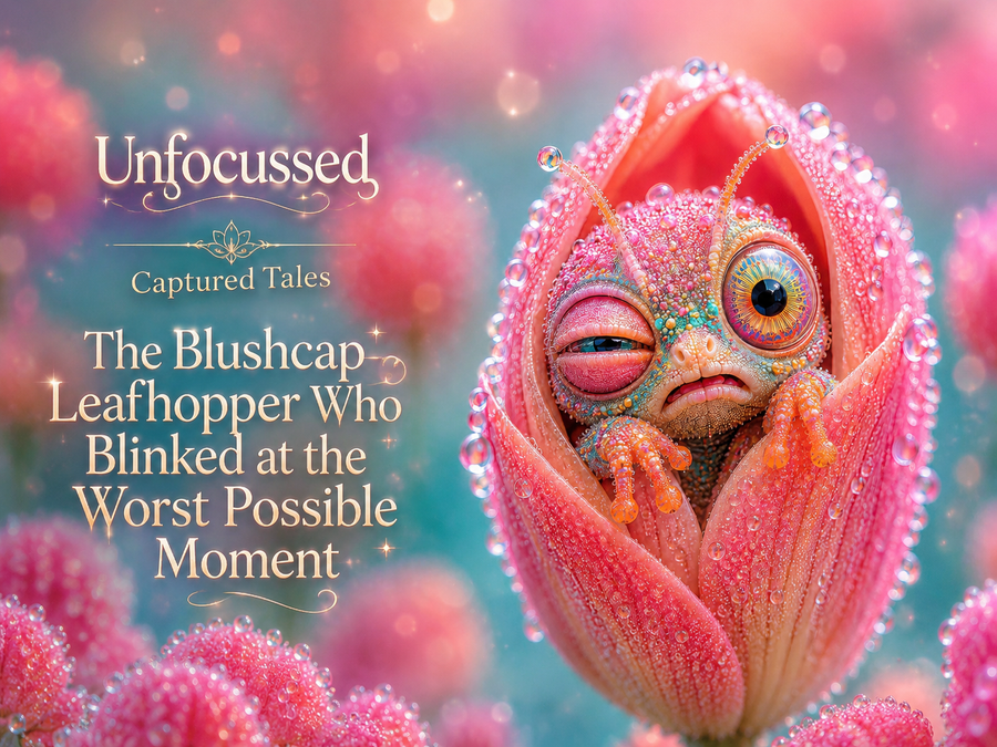 The Blushcap Leafhopper Who Blinked at the Worst Possible Moment Captured Tale