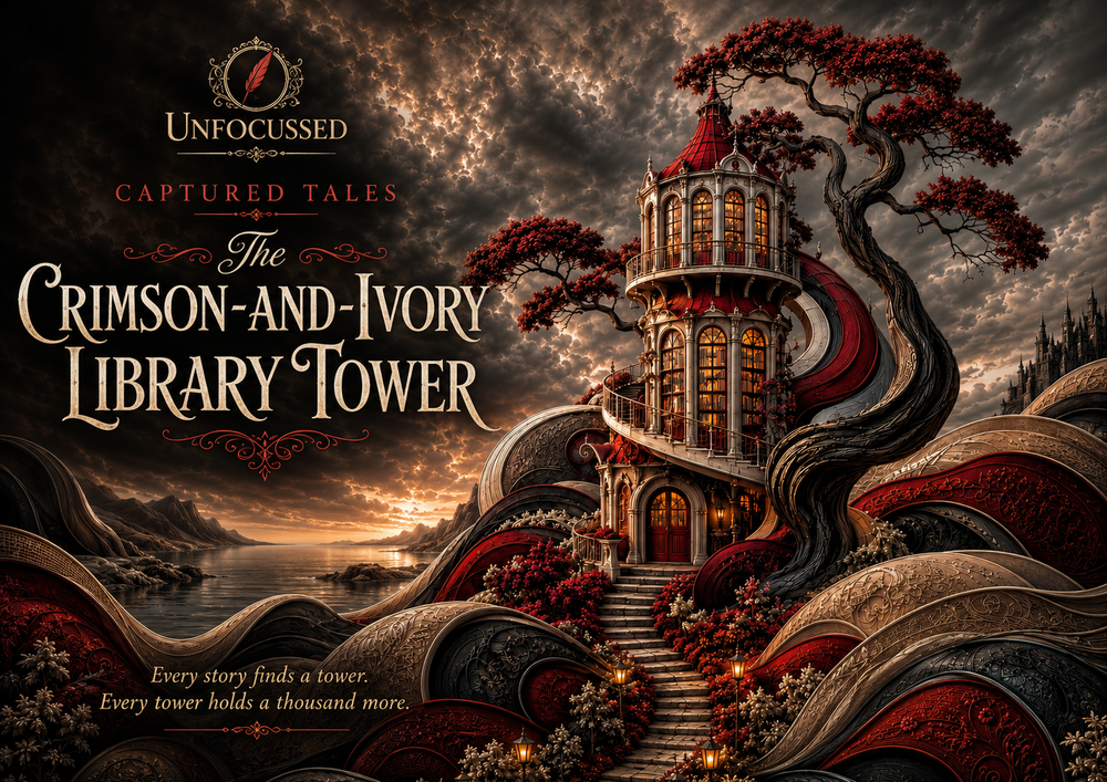 The Crimson-and-Ivory Library Tower Captured Tale