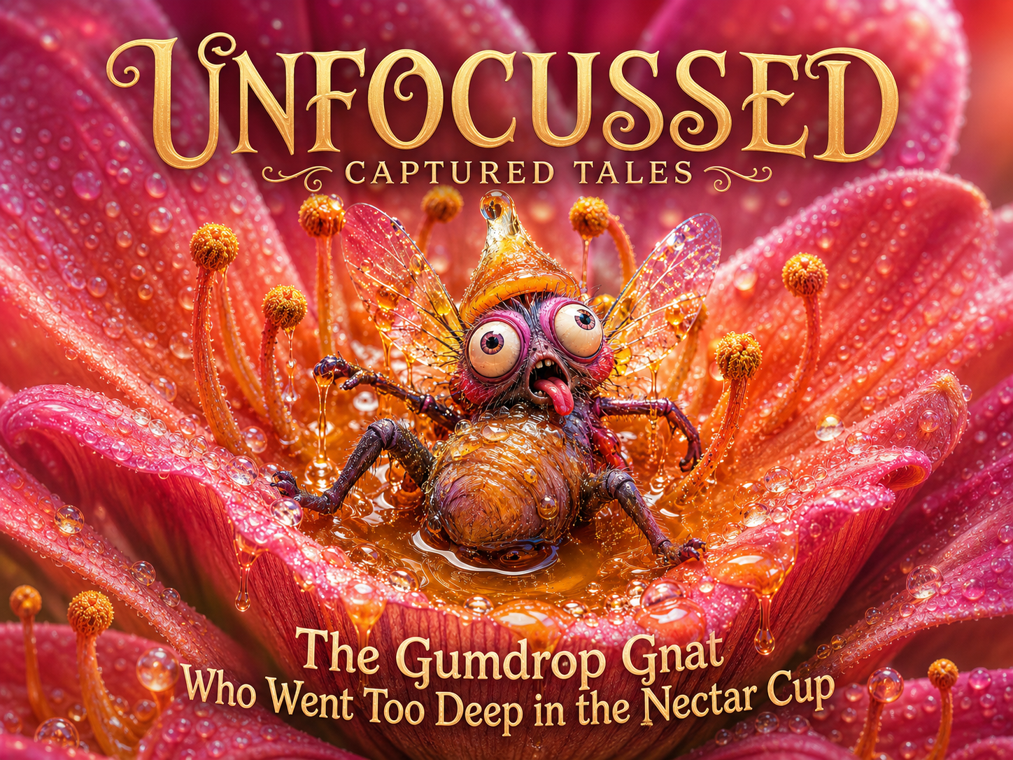 The Gumdrop Gnat Who Went Too Deep in the Nectar Cup Captured Tale featured artwork