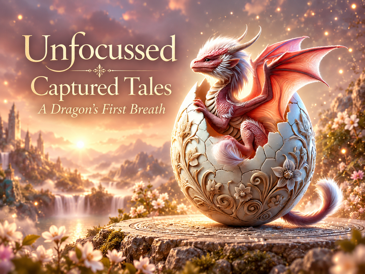 Auriel, a coral-pink dragon with a white mane, emerges from an ornate ivory egg beneath the A Dragon's First Breath title.