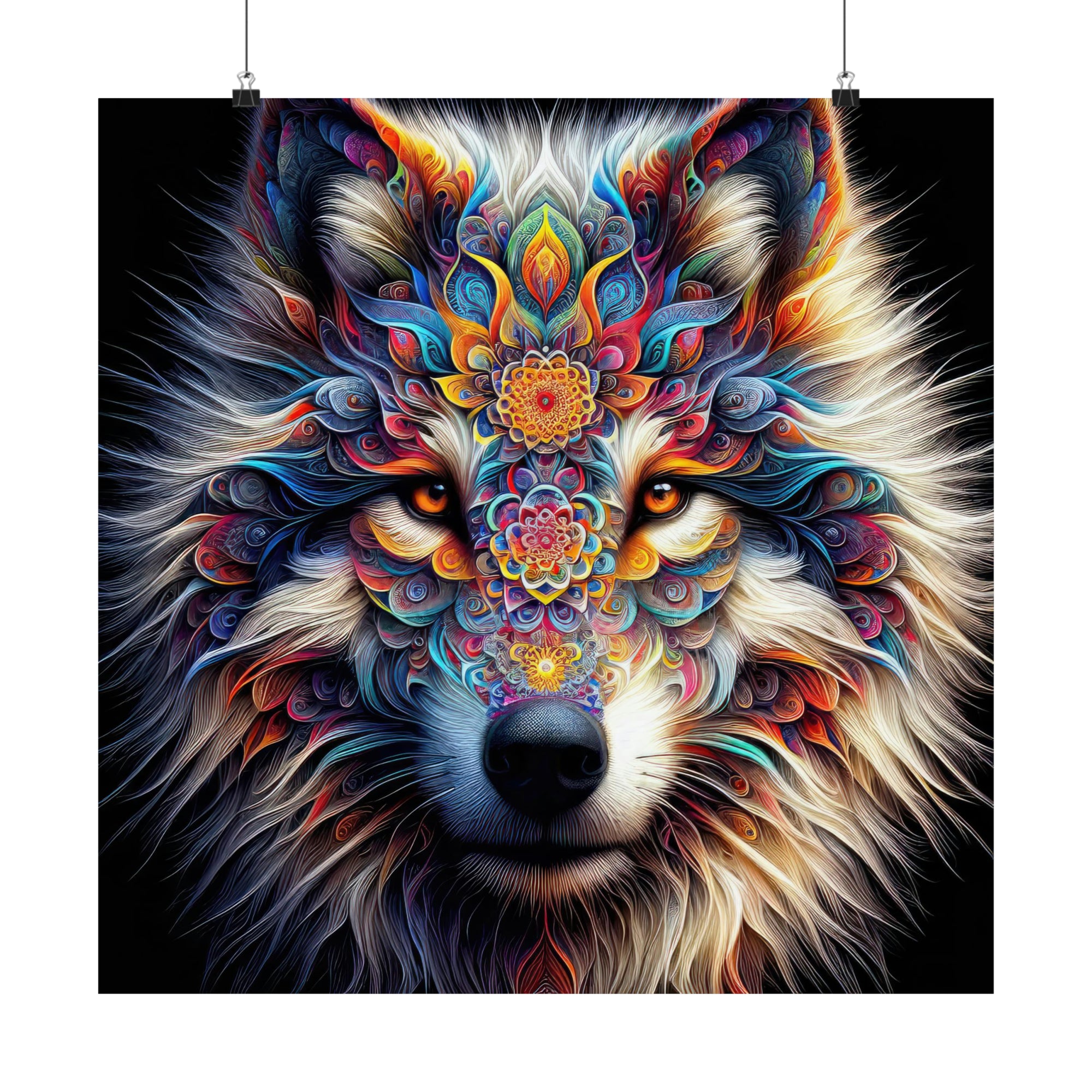 Loup mandala mystique Poster