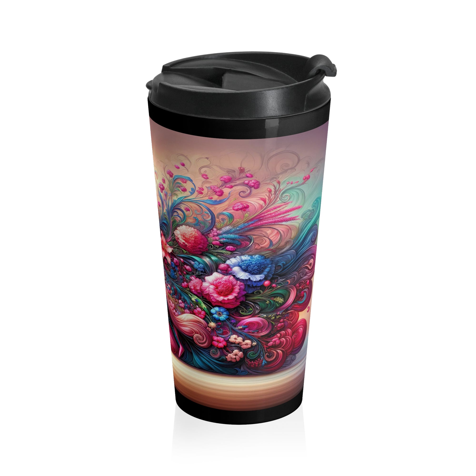 Elegancia floral en movimiento Taza de viaje