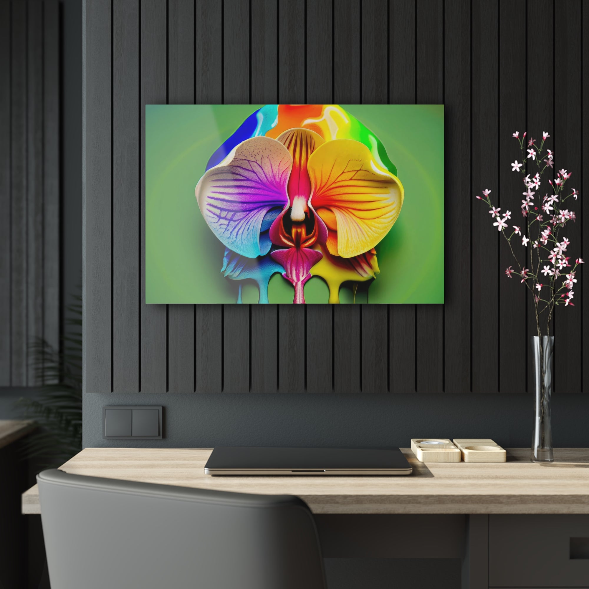 Impression Sur Acrylique En Acrylique Bave d'orchidée arc-en-ciel