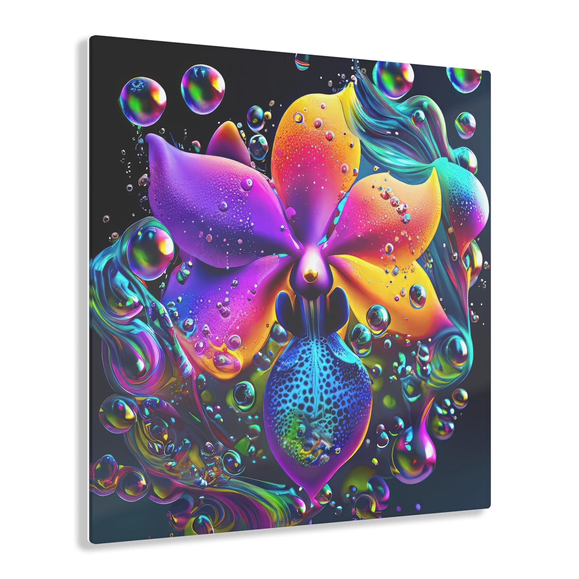 Une touche d'orchidée avec une touche d'impression sur verre acrylique