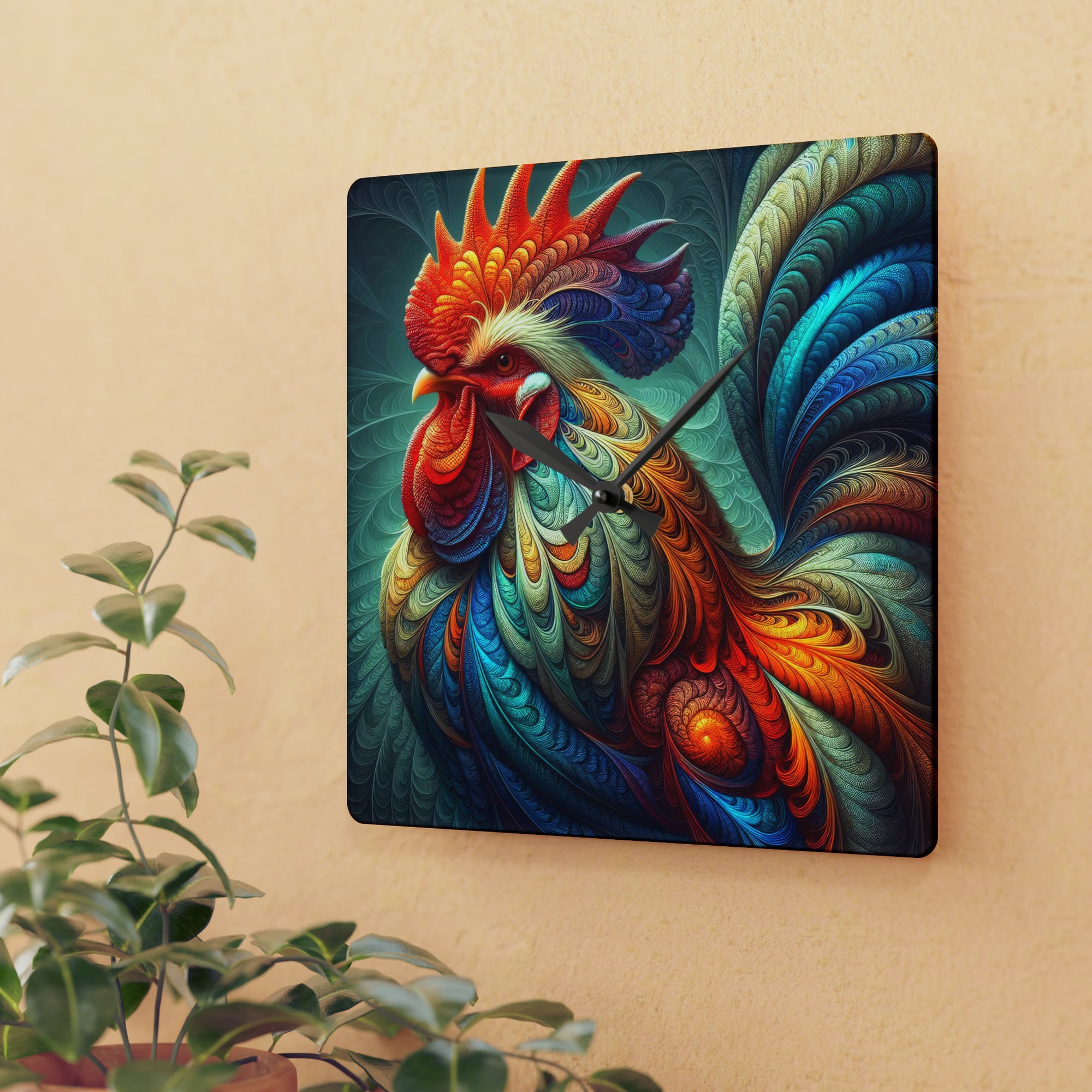 El reloj de pared acrílico Regal Acanthus Rooster